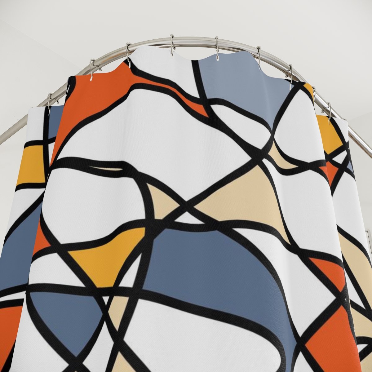 Doodle Art Shower Curtain close up top.