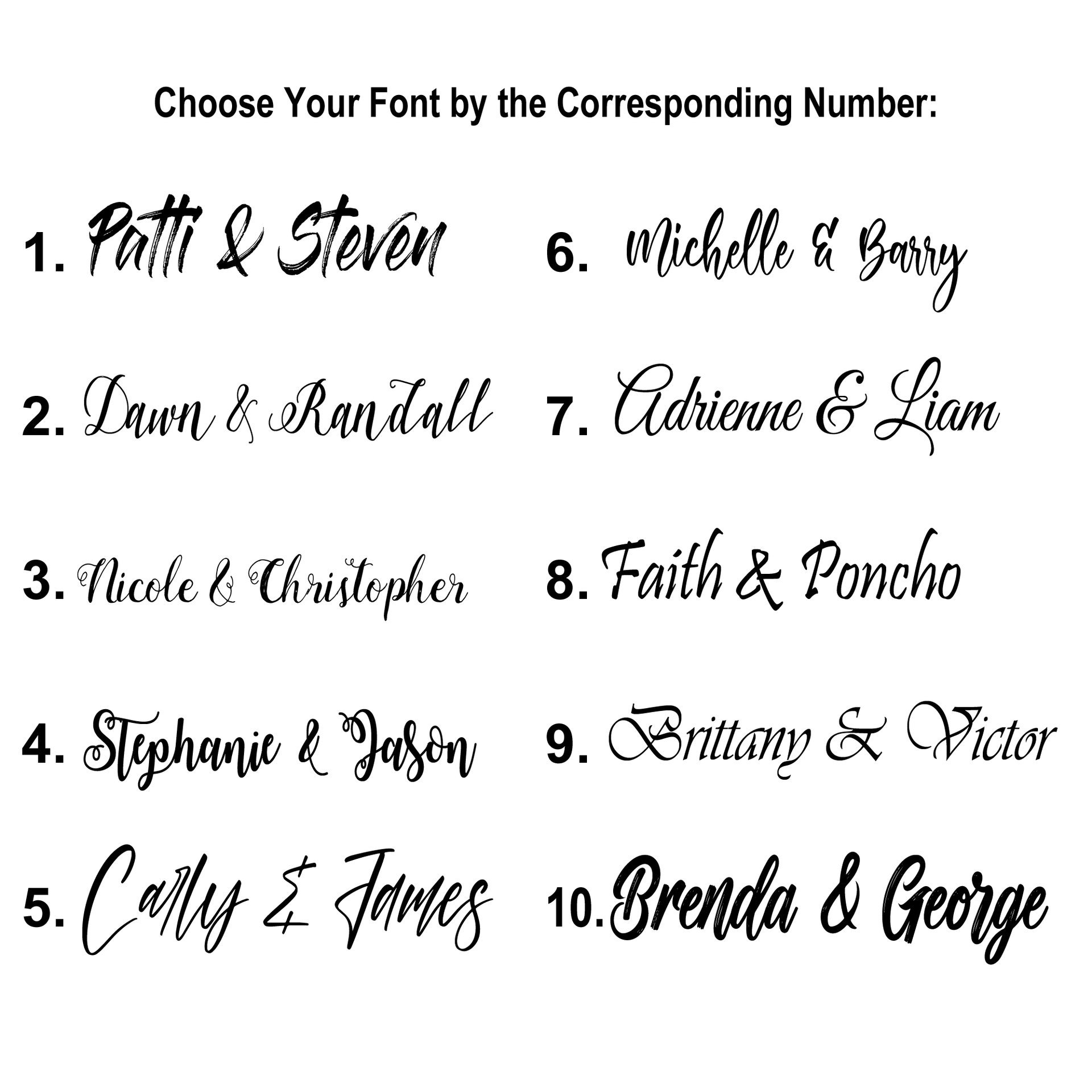 Fonts to choose from