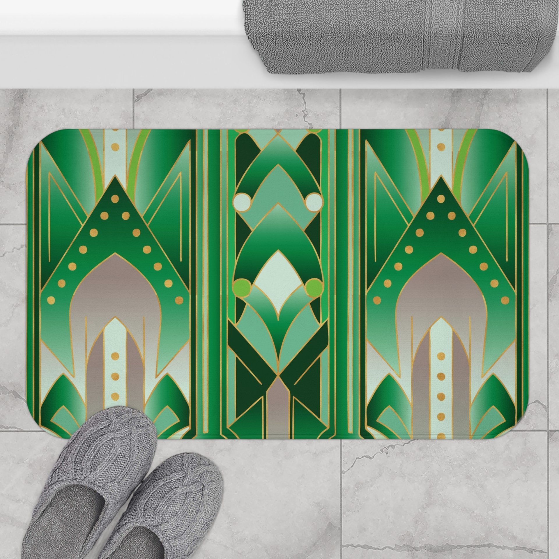 Emerald Green Art Deco Bat Mat Large