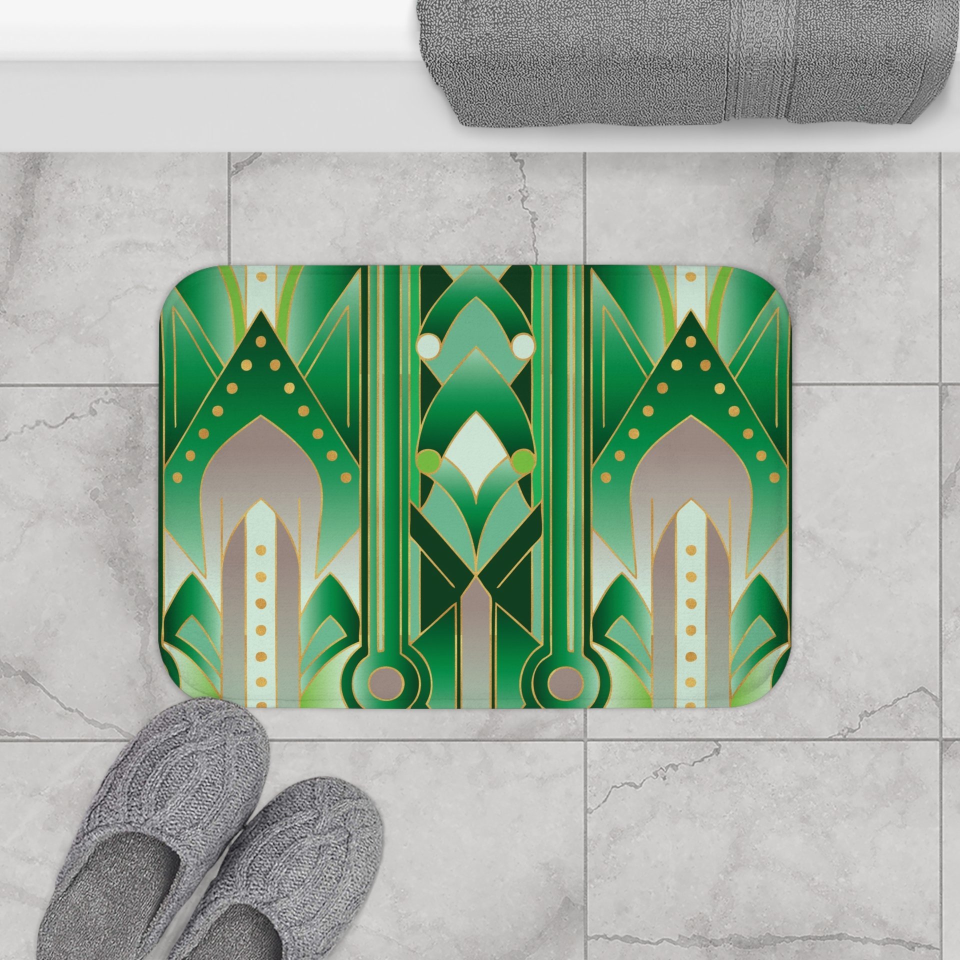 Emerald Green Art Deco Bat Mat Small