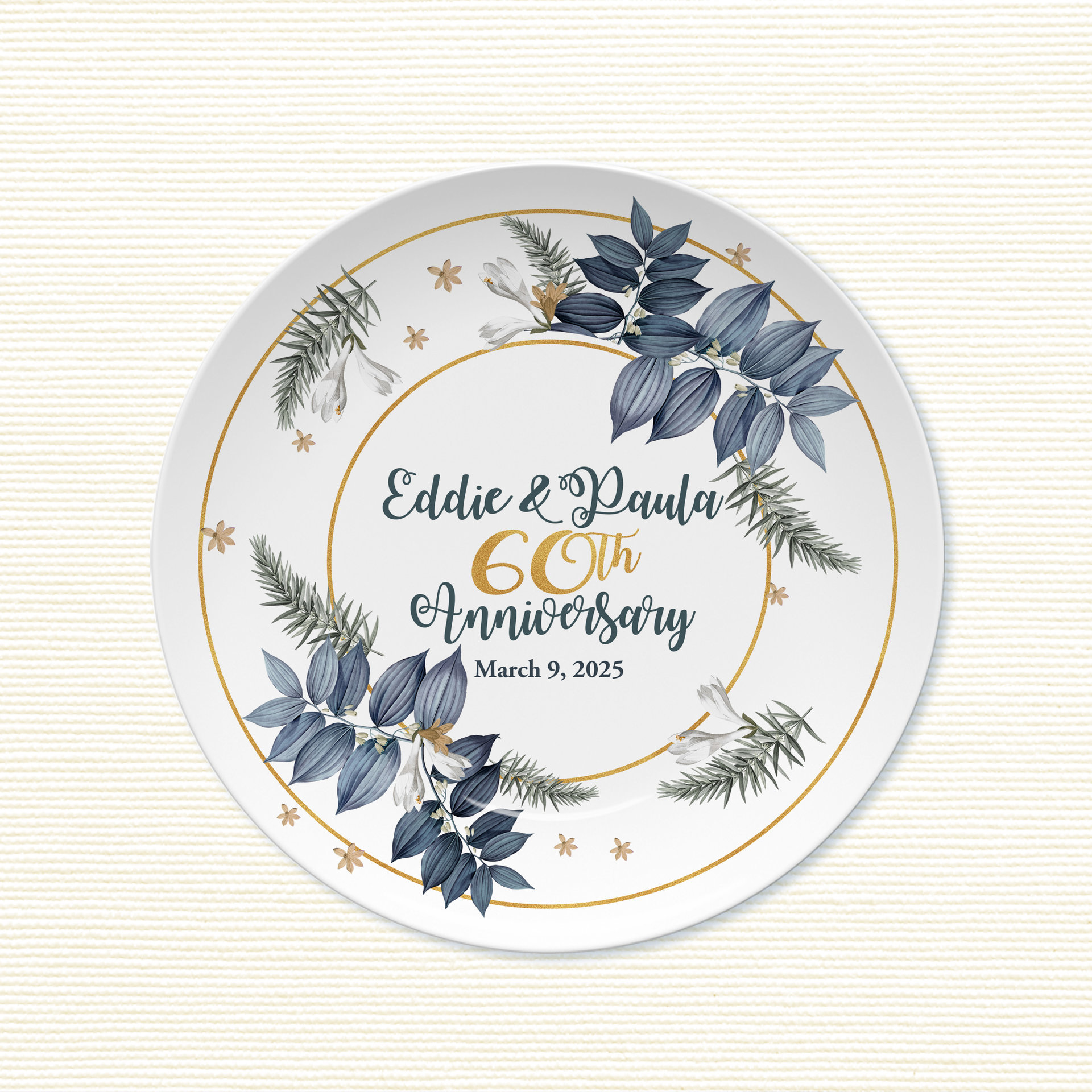 Personalized Anniversary Gift Plate with Display Stand 