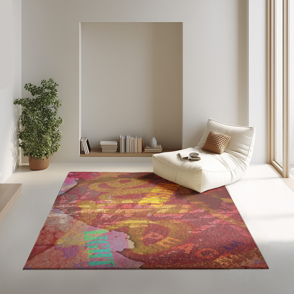 Multicolor Grunge Rug, Distressed Graffiti Art
