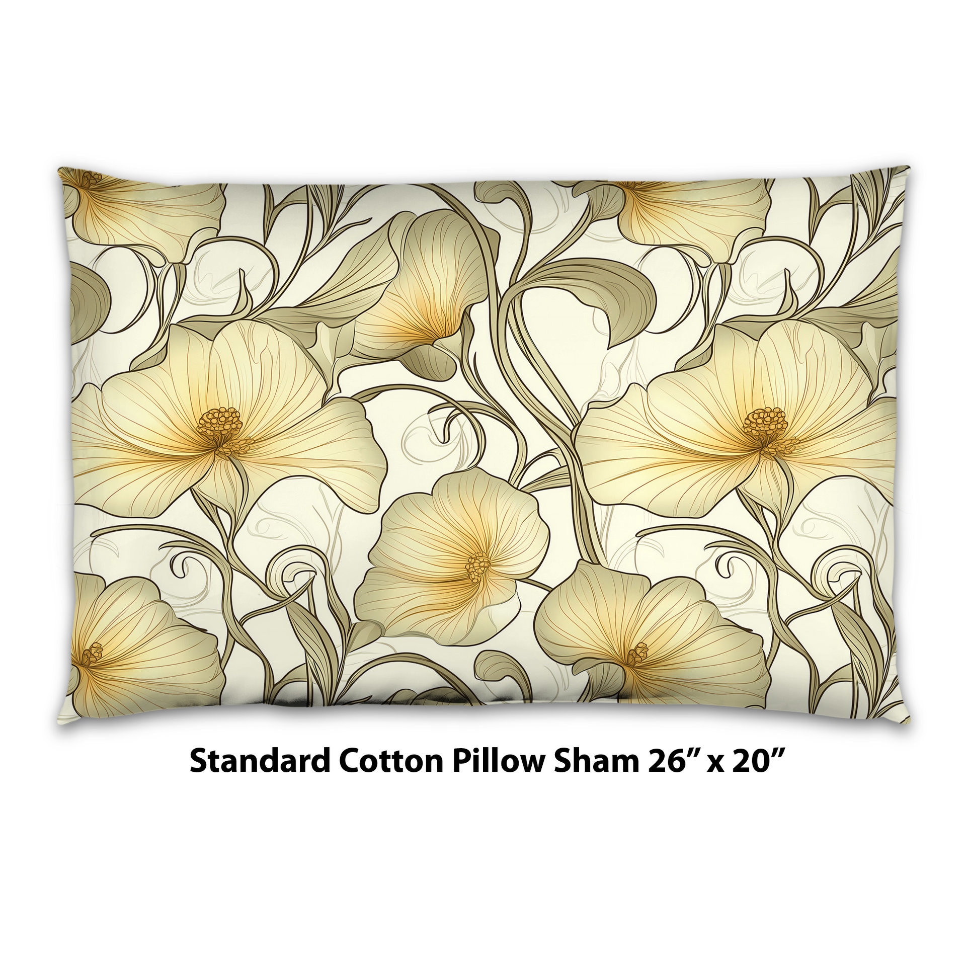 Ivory Flowers Art Nouveau Bedding, Cotton or Poly