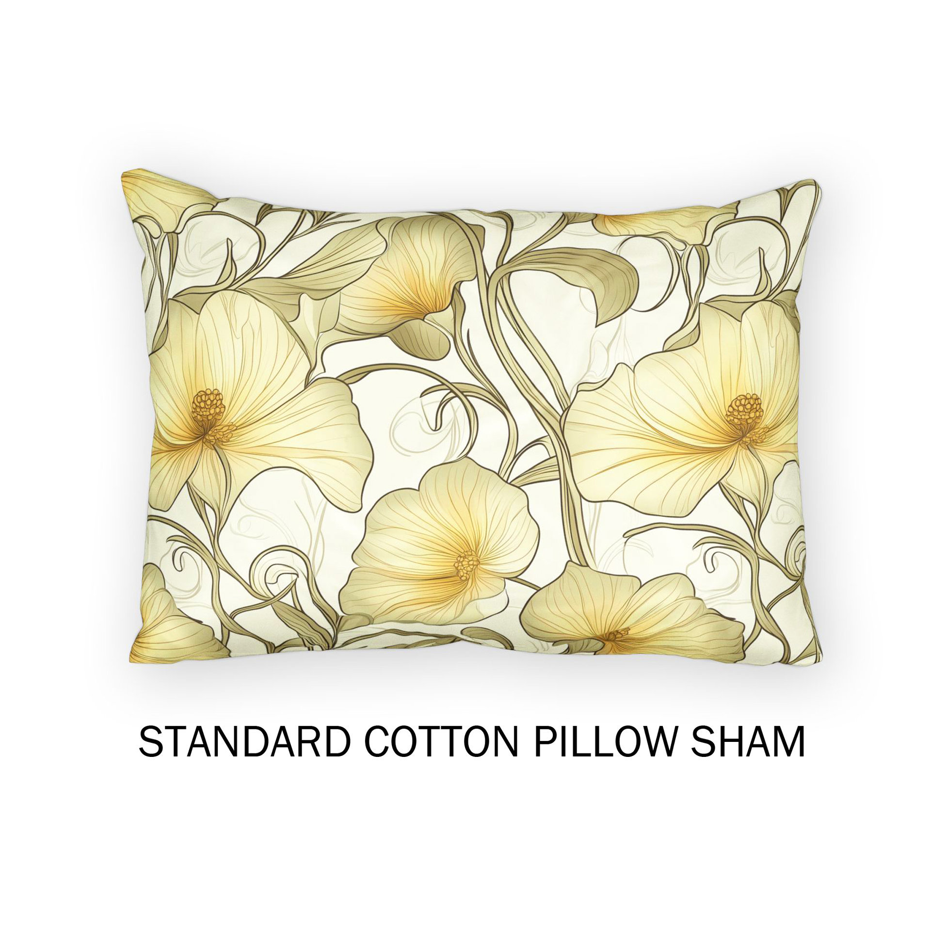 Ivory Flowers Art Nouveau Bedding, Cotton or Poly