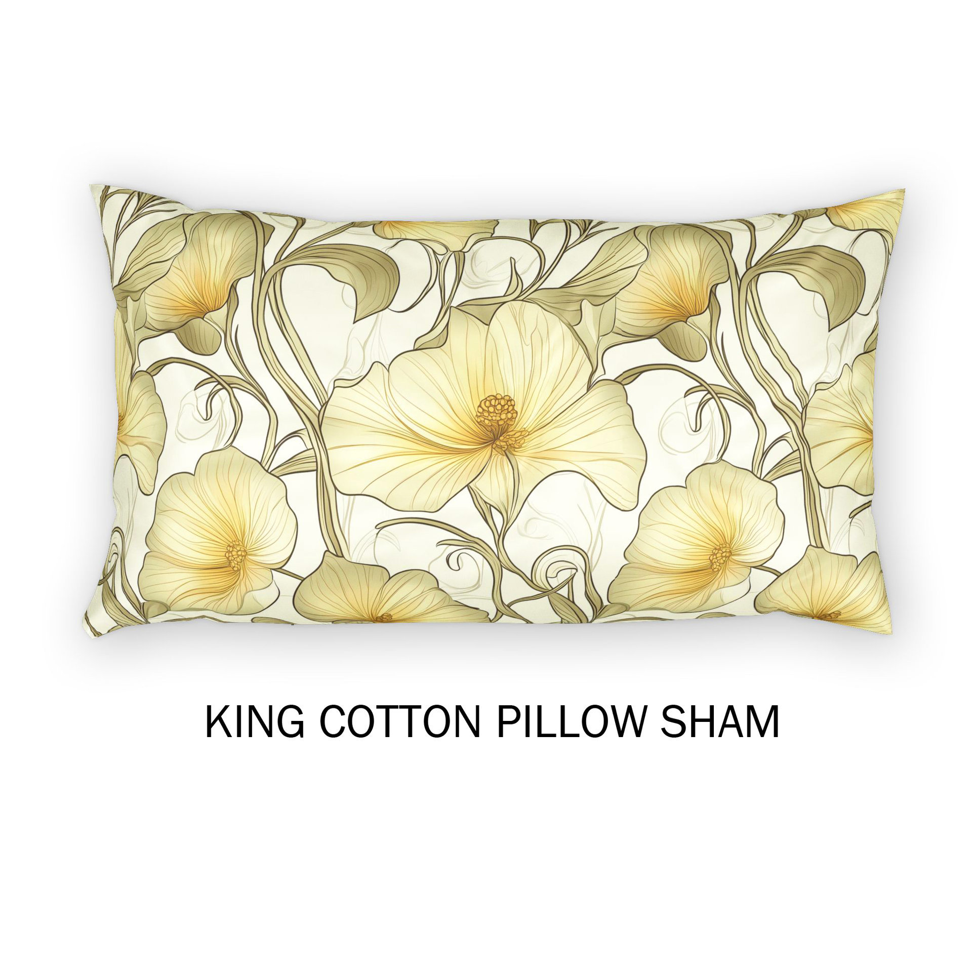 Ivory Flowers Art Nouveau Bedding, Cotton or Poly