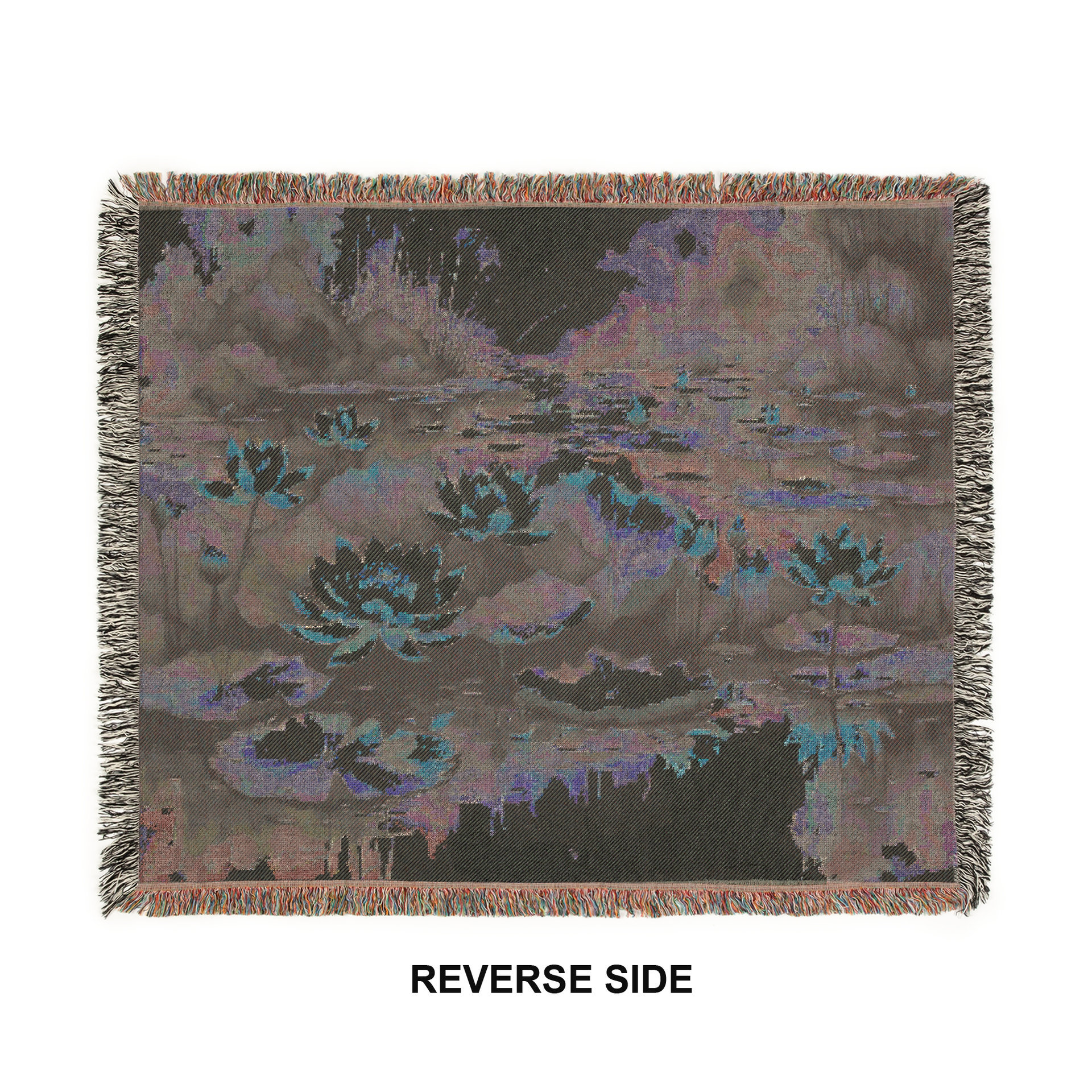 Pink Waterlilies Woven Blanket reverse side