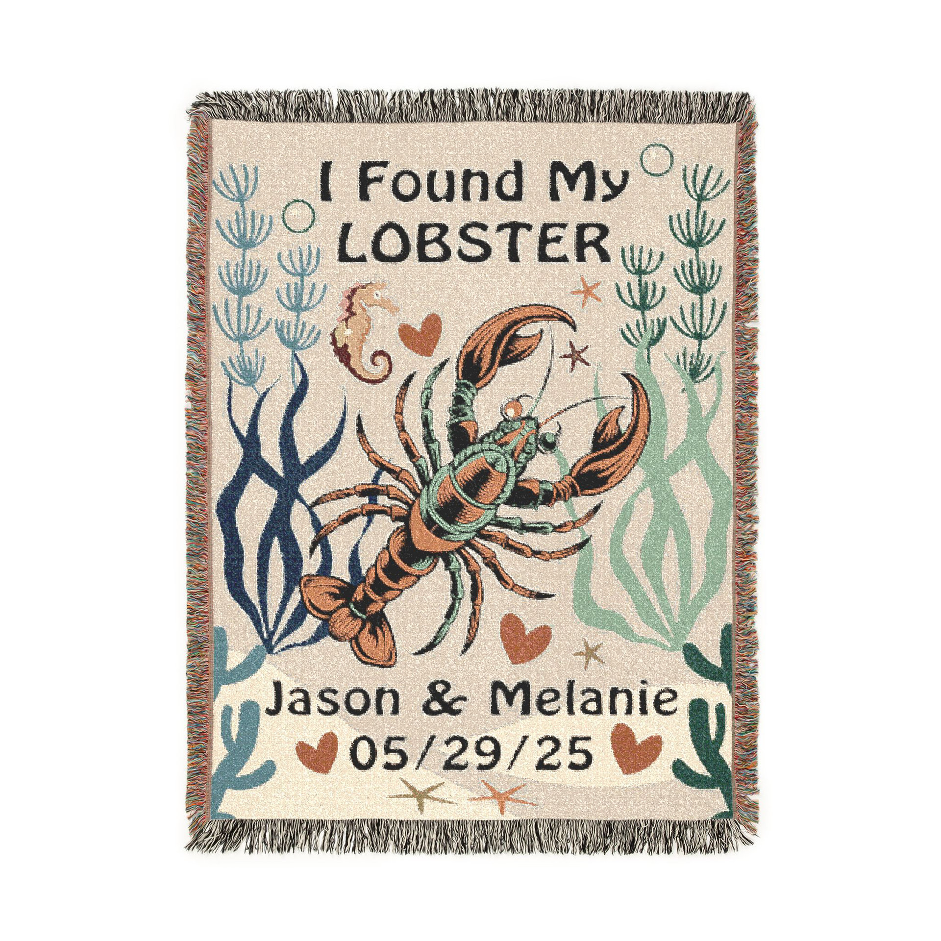 Personalized Woven Blanket – “I Found My Lobster” Throw for Couples
