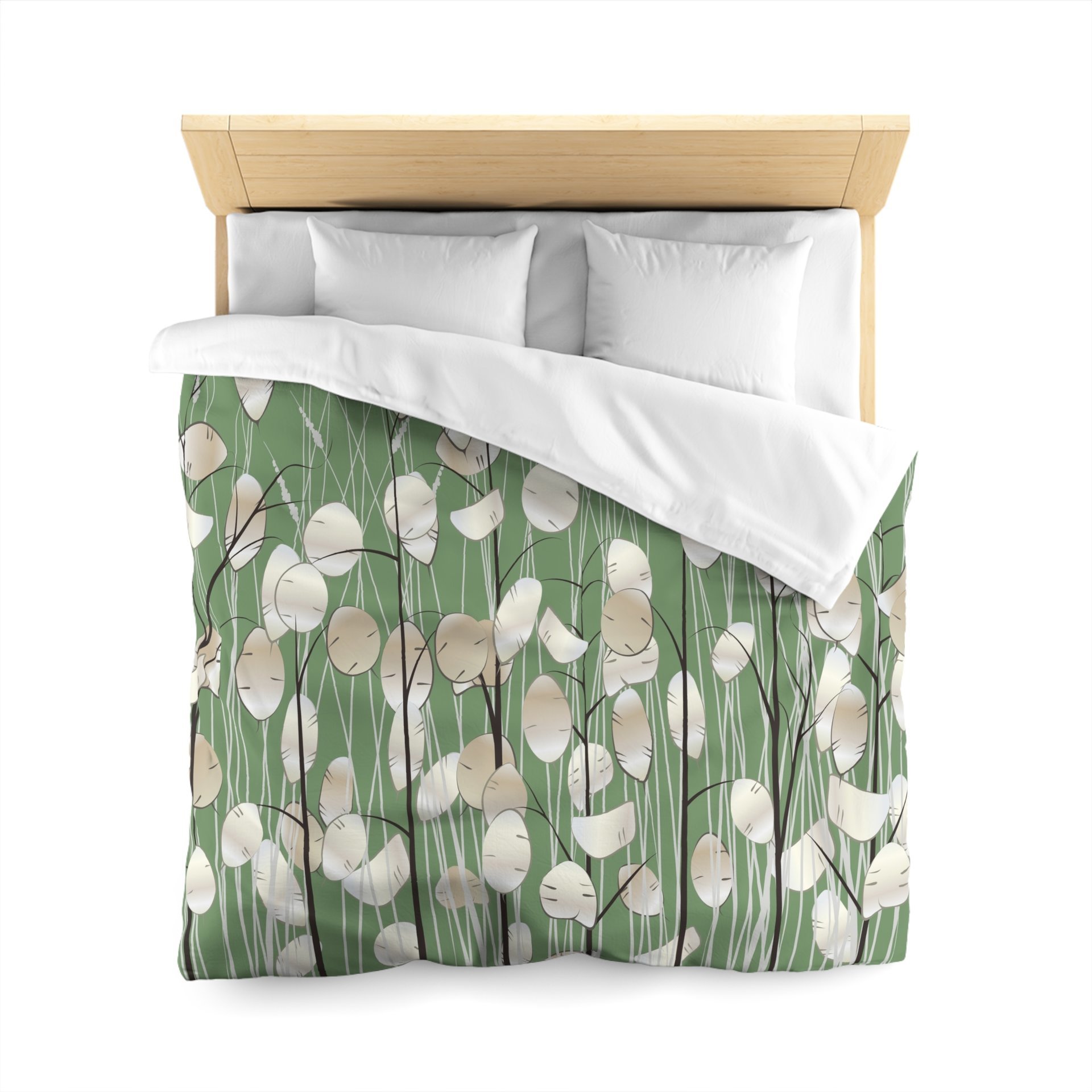 Olive Green Botanical Bedding, Cotton or Poly