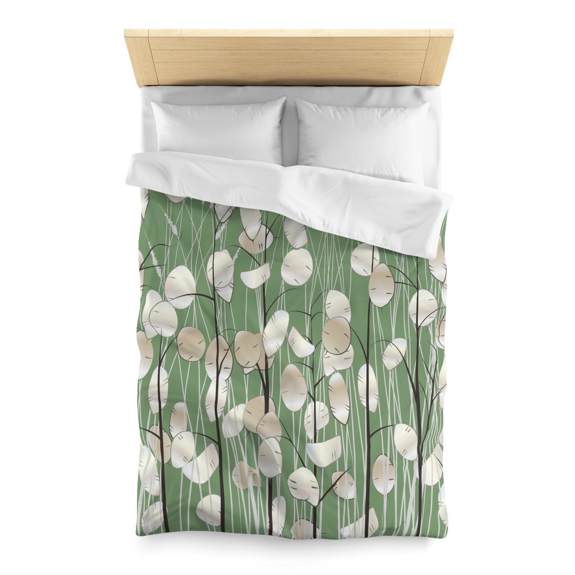 Olive Green Botanical Bedding, Cotton or Poly