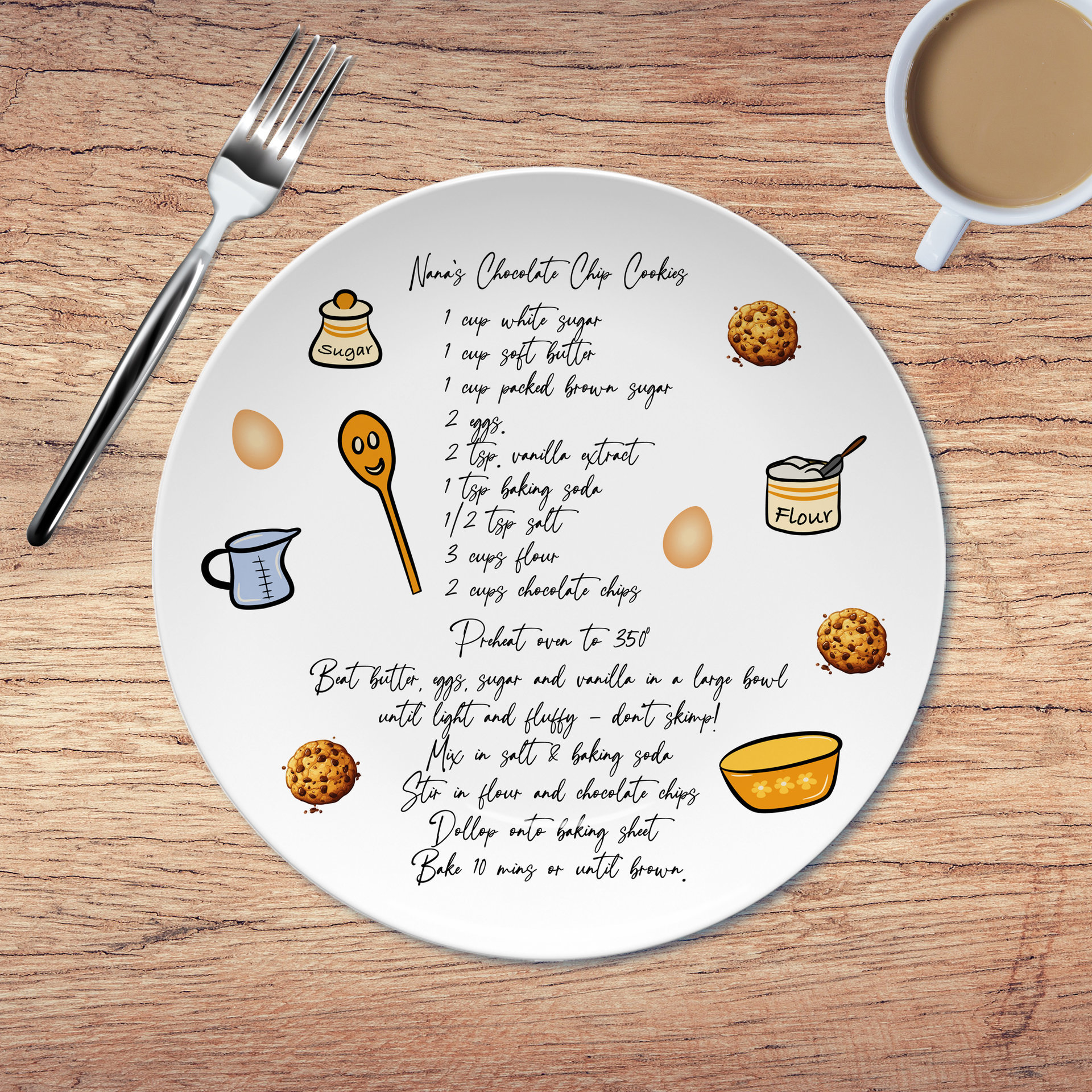 Personalized Handwritten Recipe Gift Plate with Display Stand 