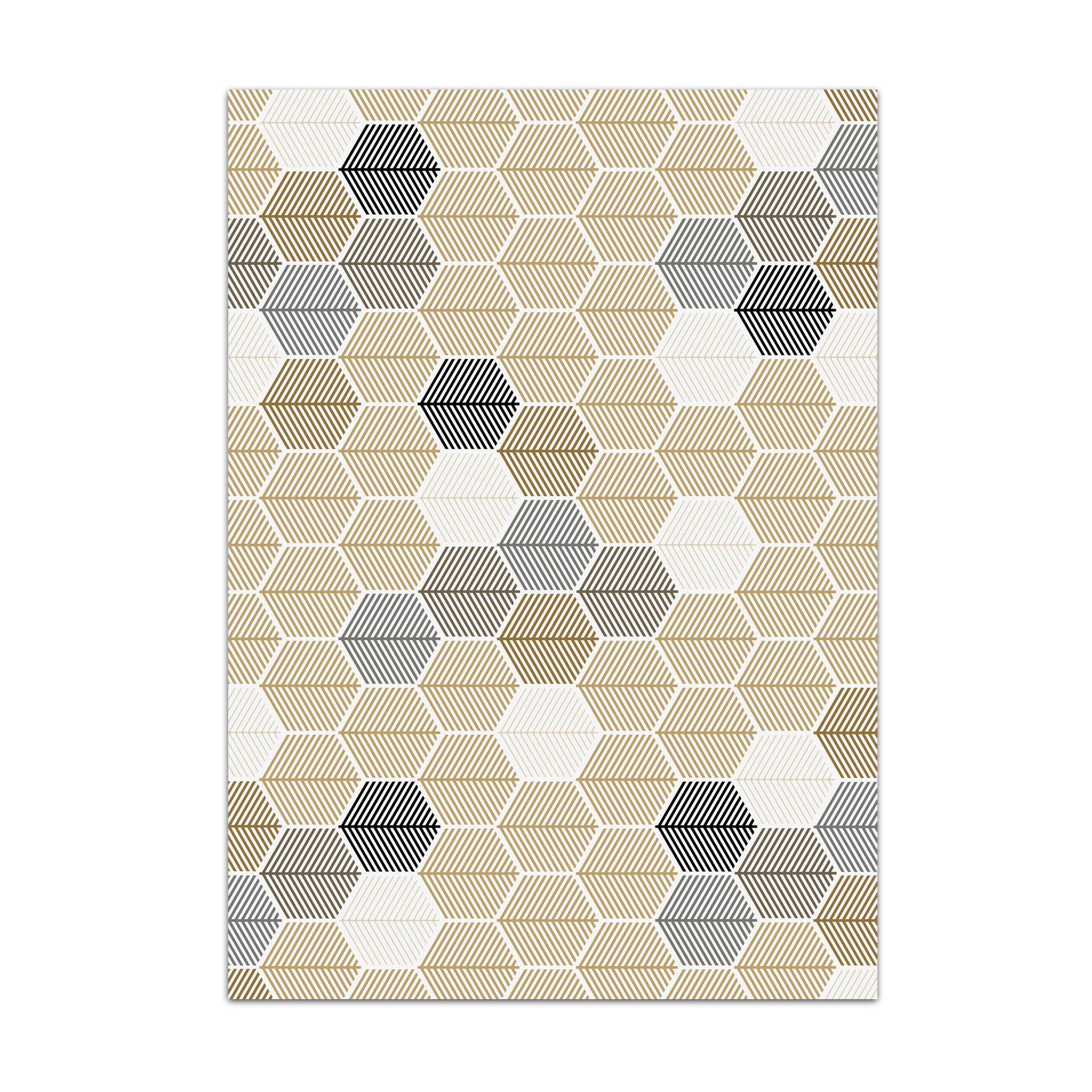 Neutral Geometric Area Rug – Hexagon Leaf Pattern