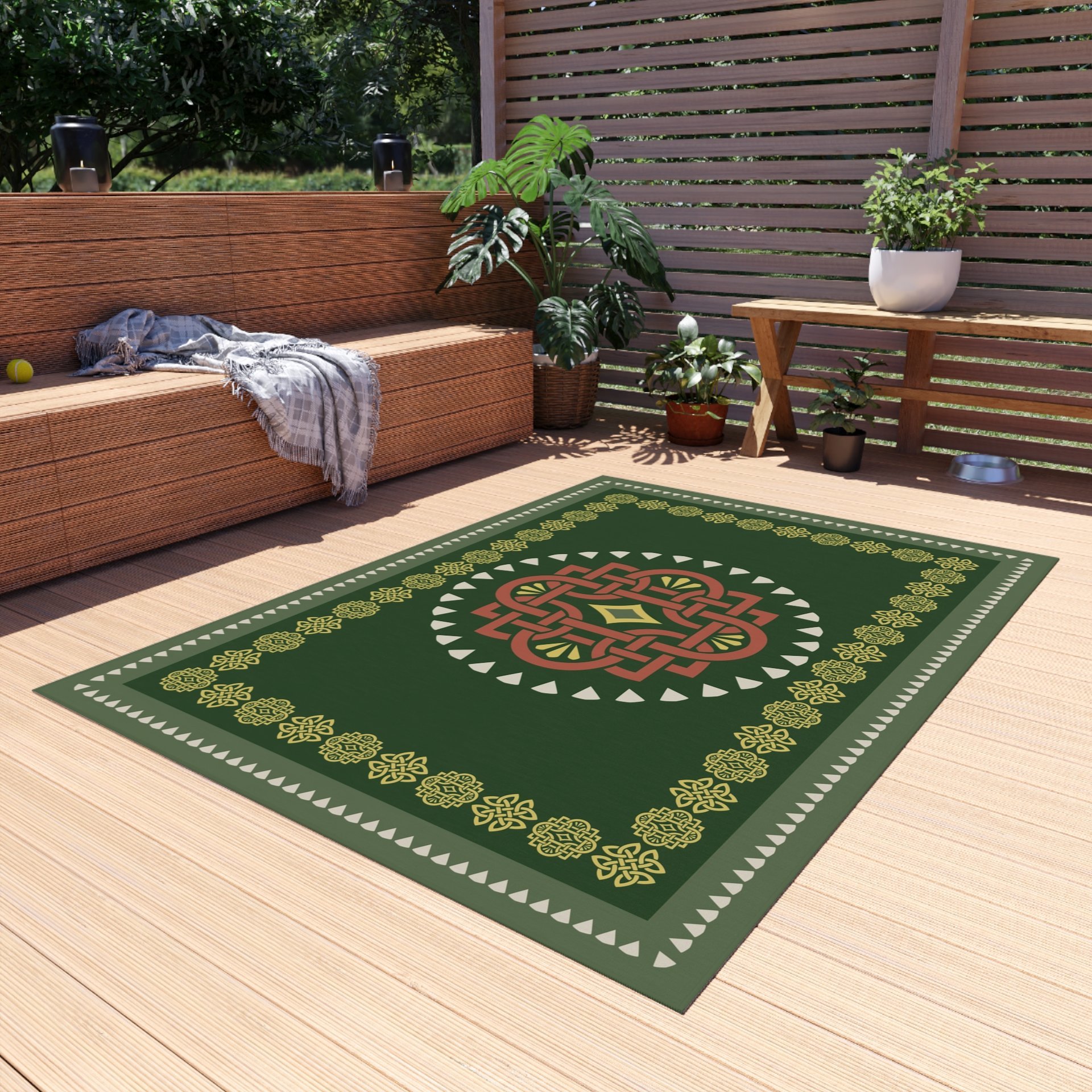 Modern Irish Celtic Knot Patio Area Rug