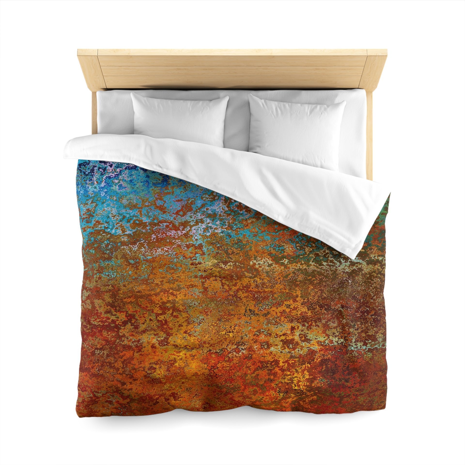 Burnt Orange and Blue Rust Duvet Cover Queen Cotton