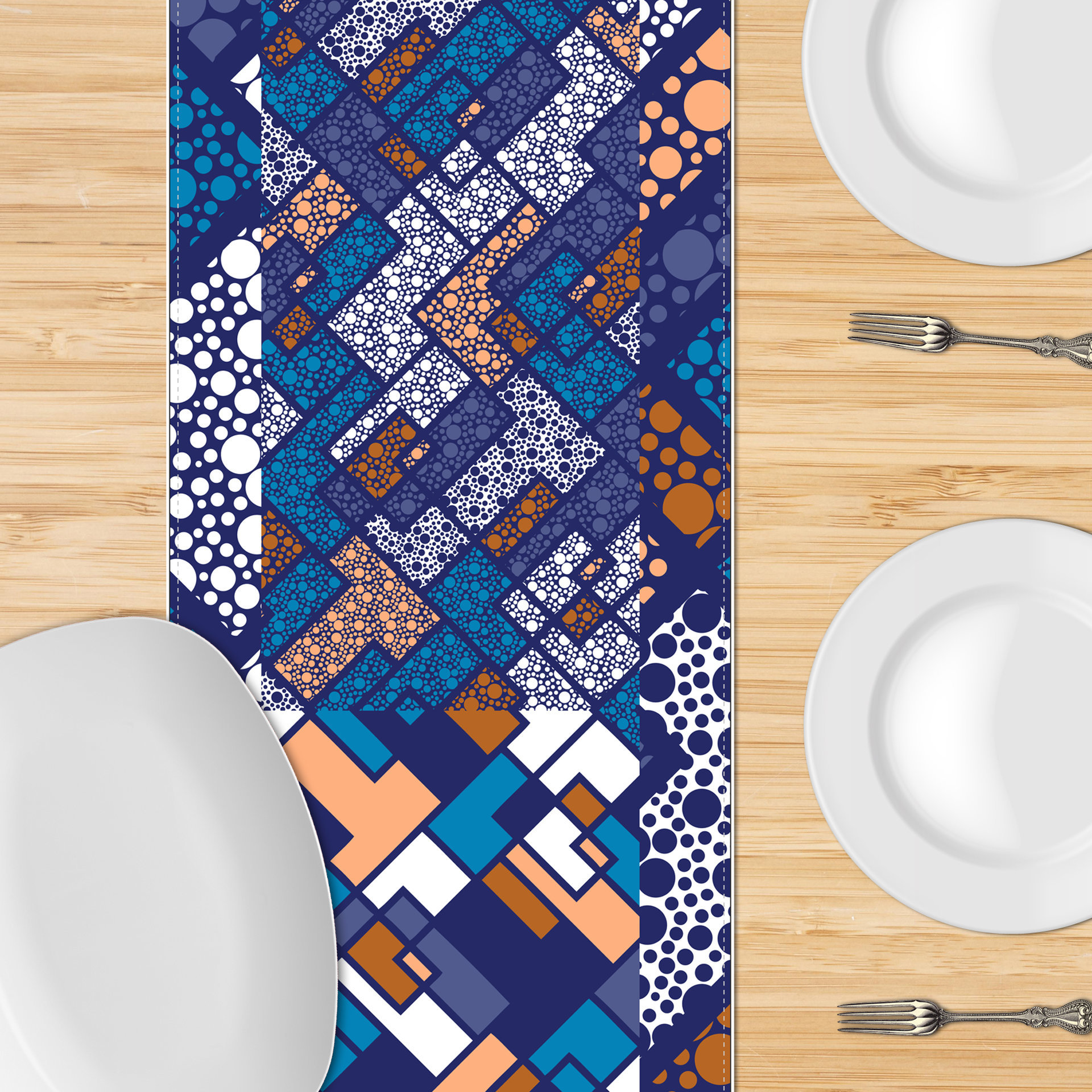 Mid-Century Modern Polka Dot table runner