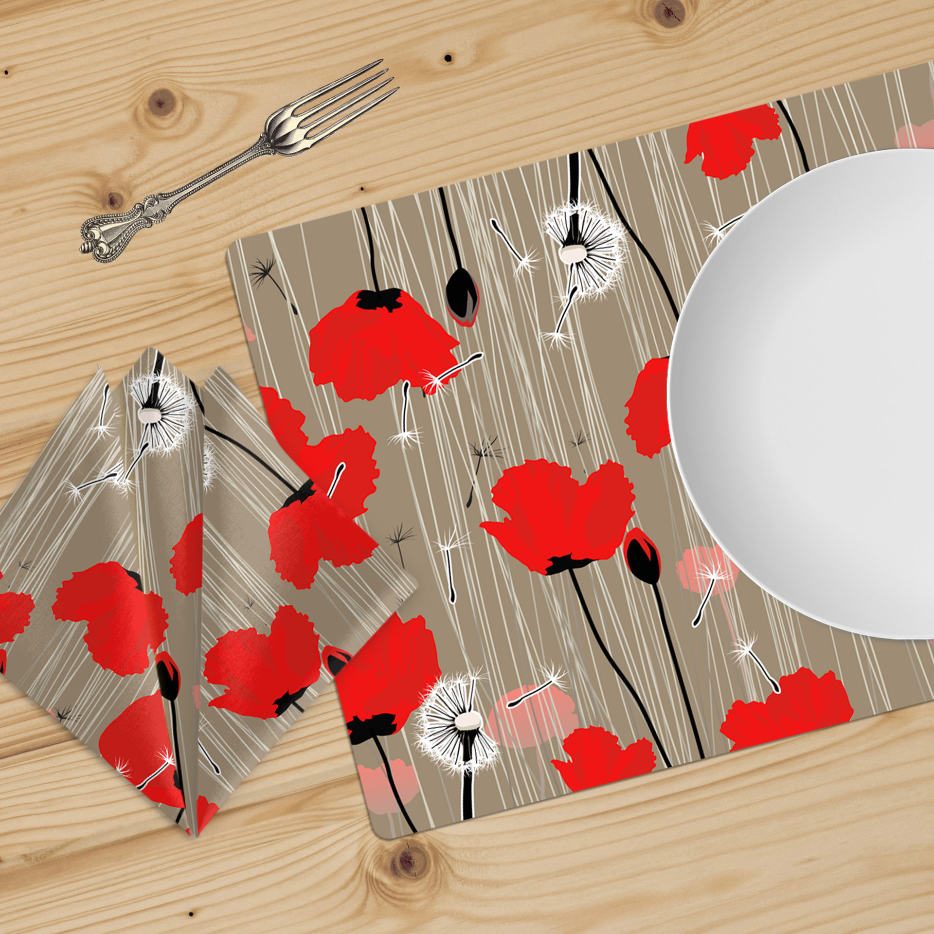 Red Poppy Table Runner