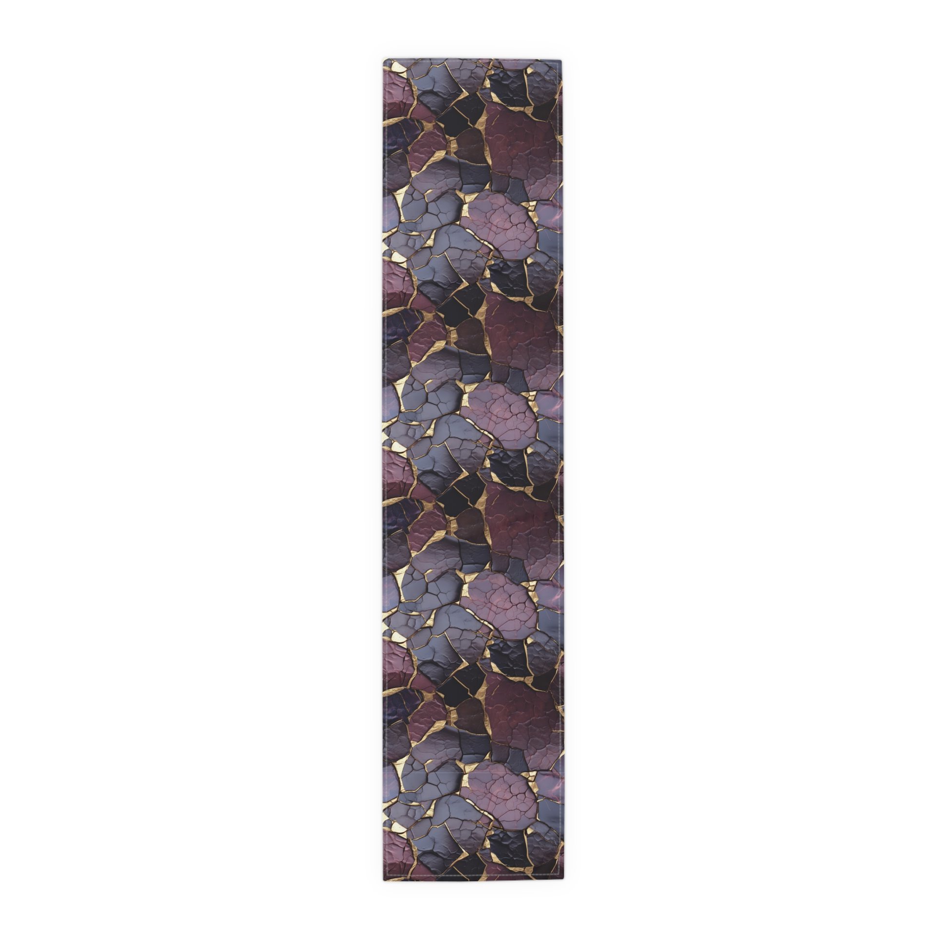 Purple and Gold Kintsugi Style Cotton Table Runner