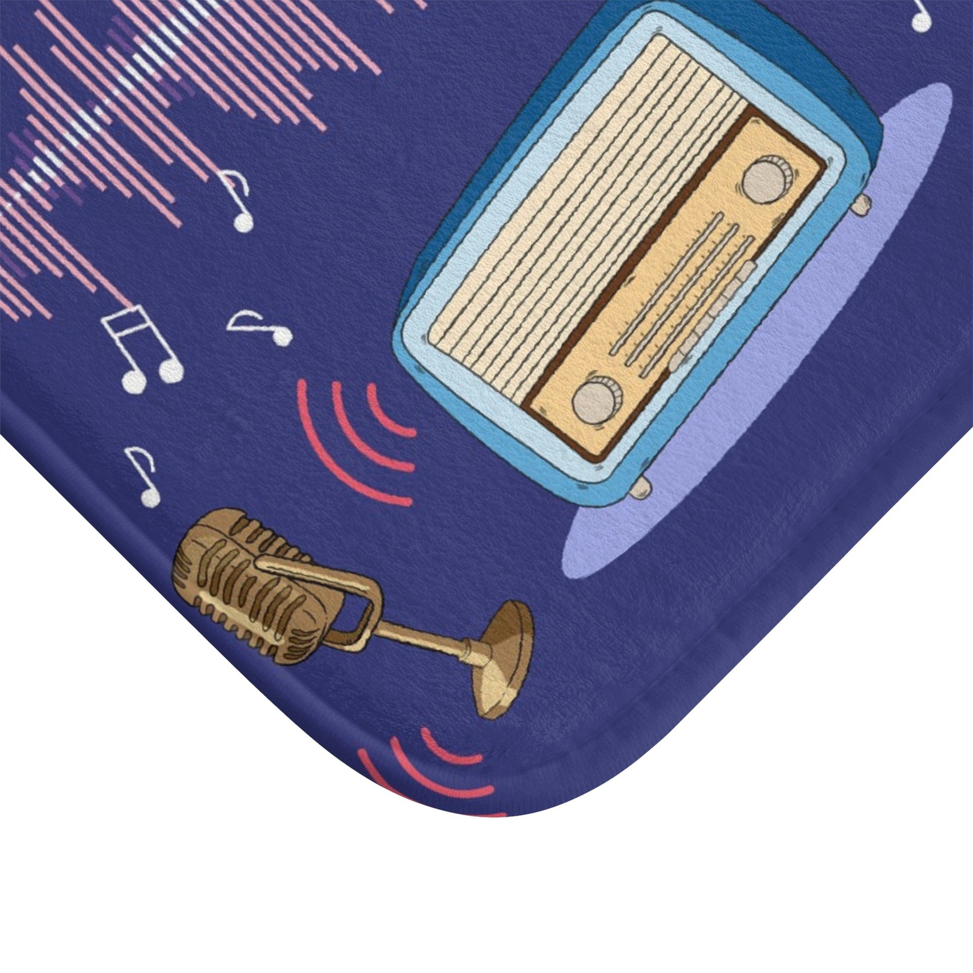 Musical bath mat, close up corner view