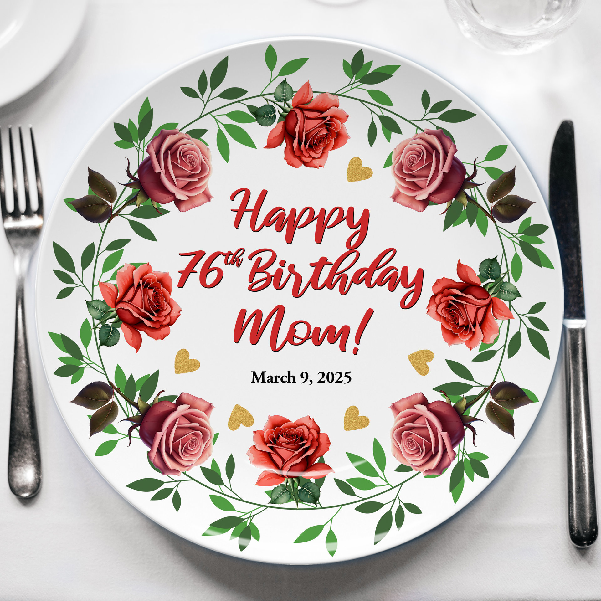Personalized Birthday Gift Plate with Display Stand 