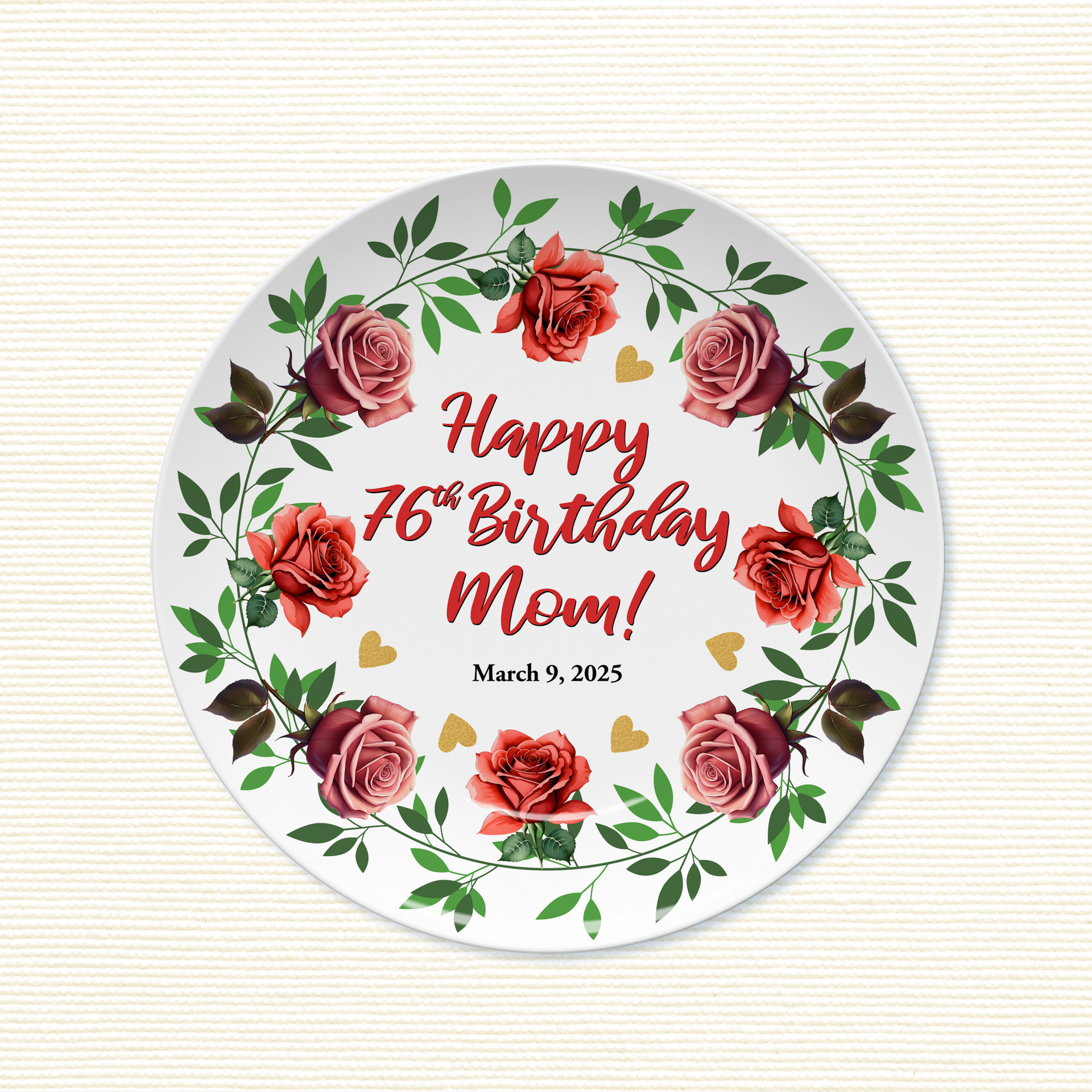 Personalized Birthday Gift Plate with Display Stand 