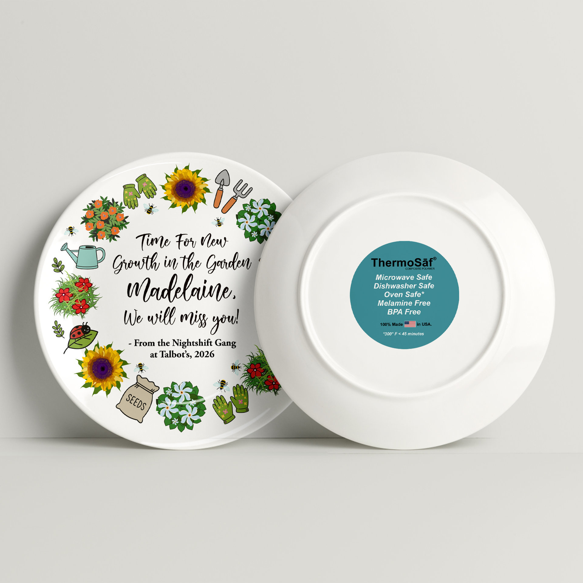 Personalized Retirement Gift Plate, front and back