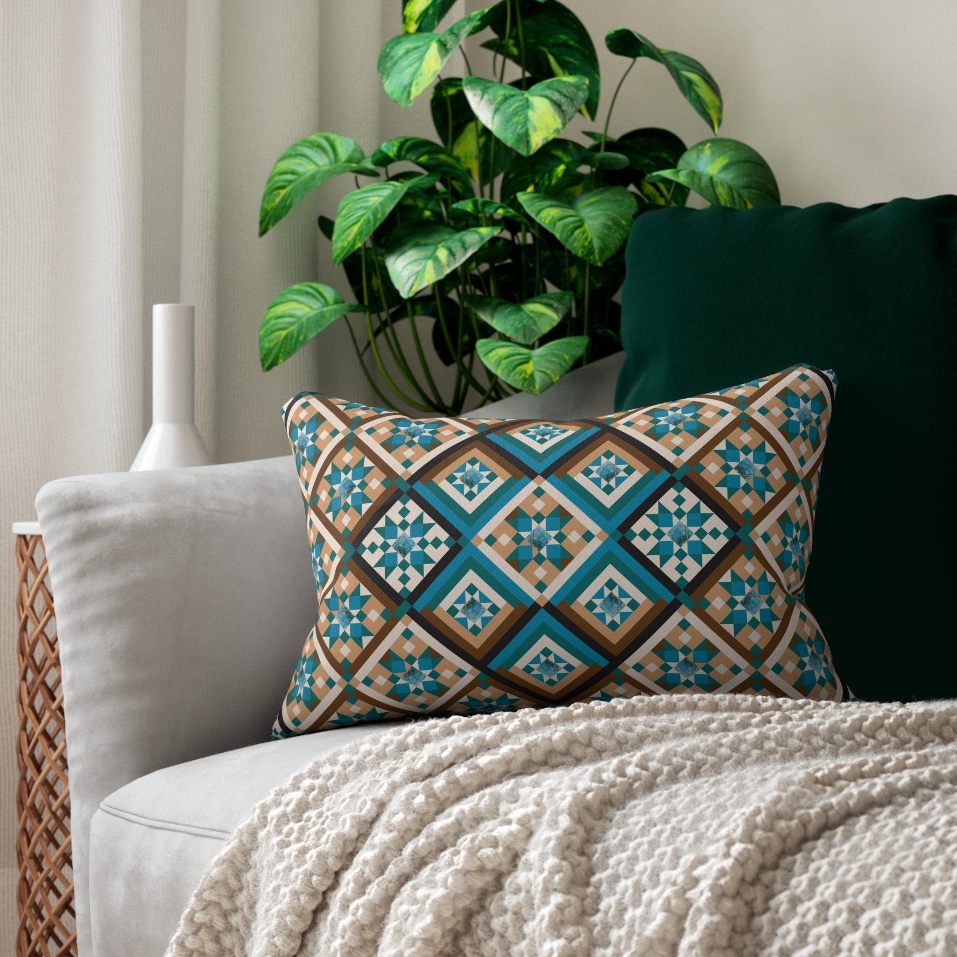 Southwestern Lumbar Pillow, Diamond Pattern