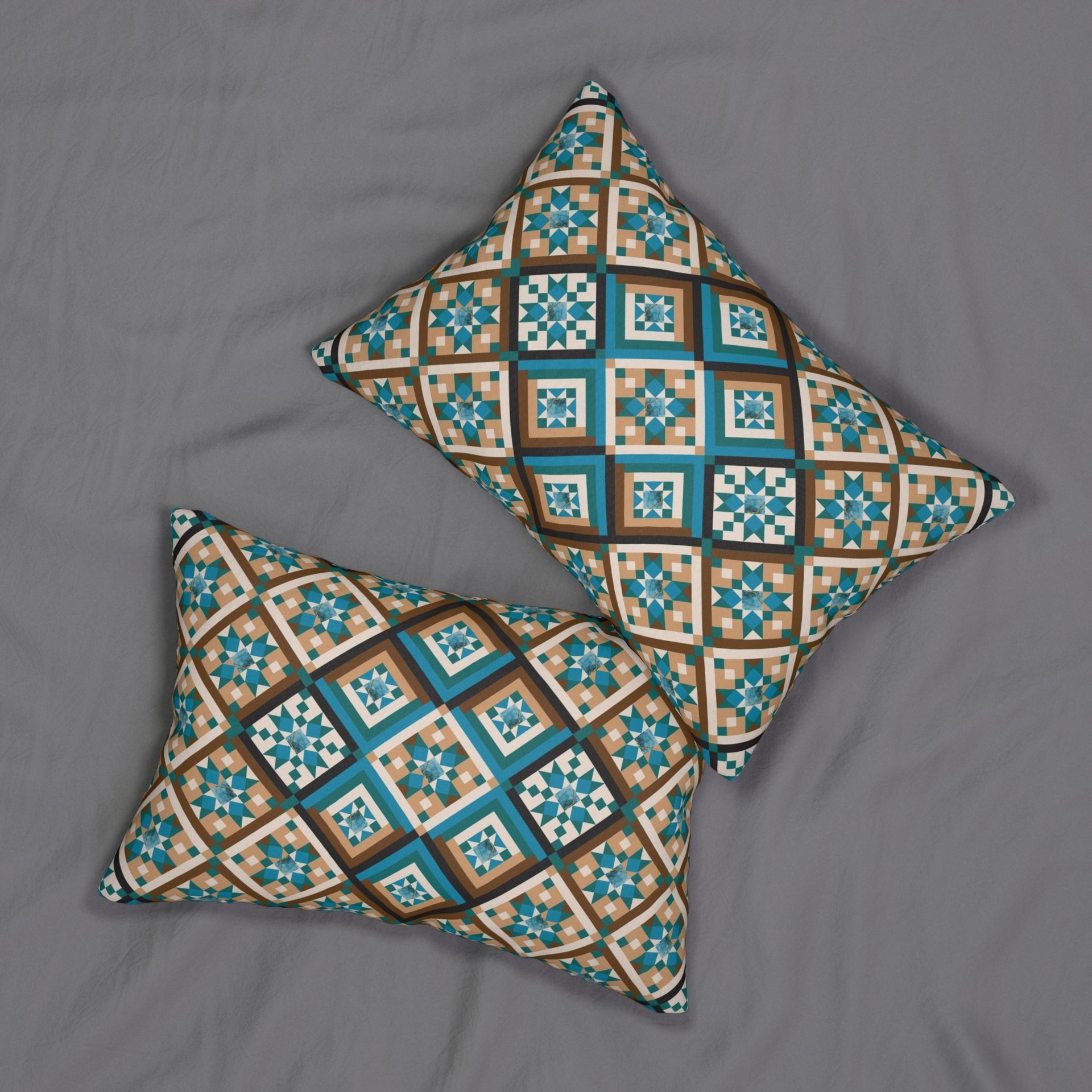 Southwestern Lumbar Pillow, Diamond Pattern front and back sides