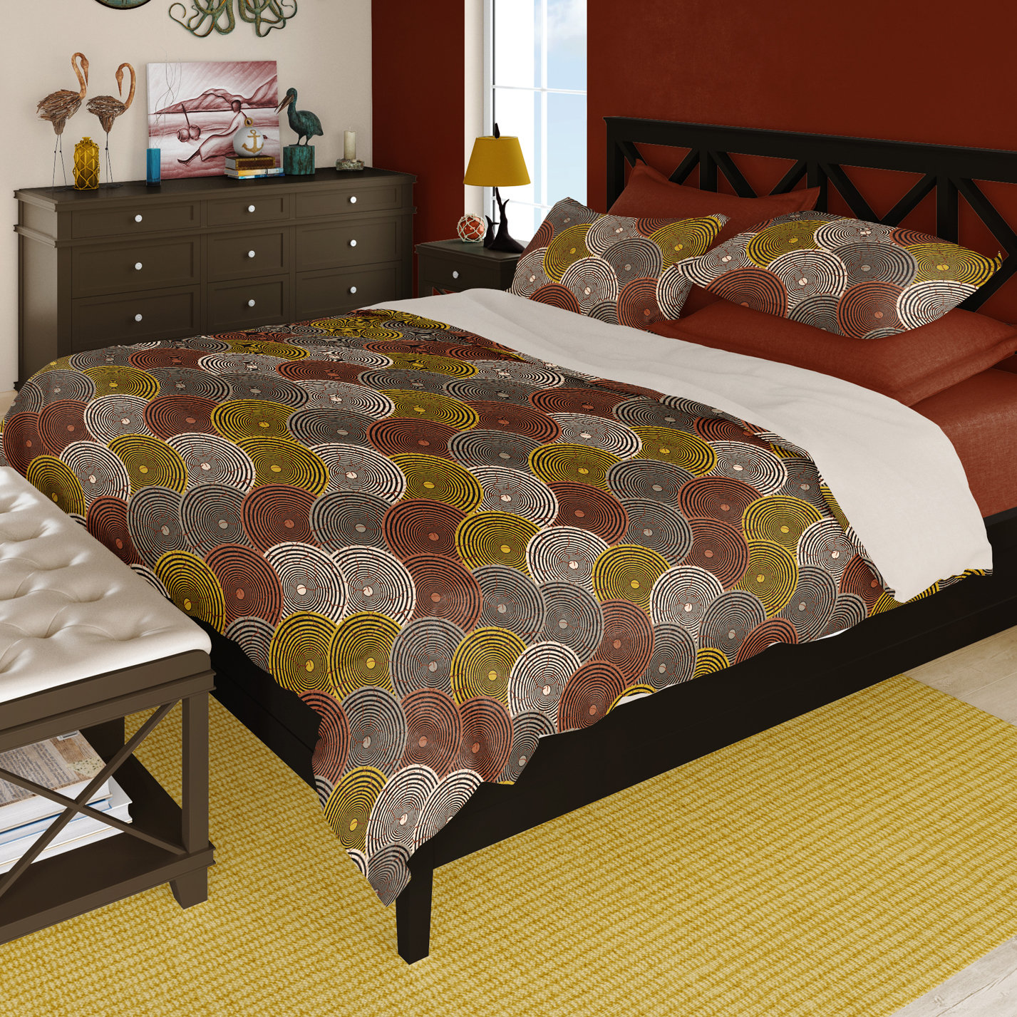 African Wax Print, Boho Geometric Duvet cover set, Cotton or Poly
