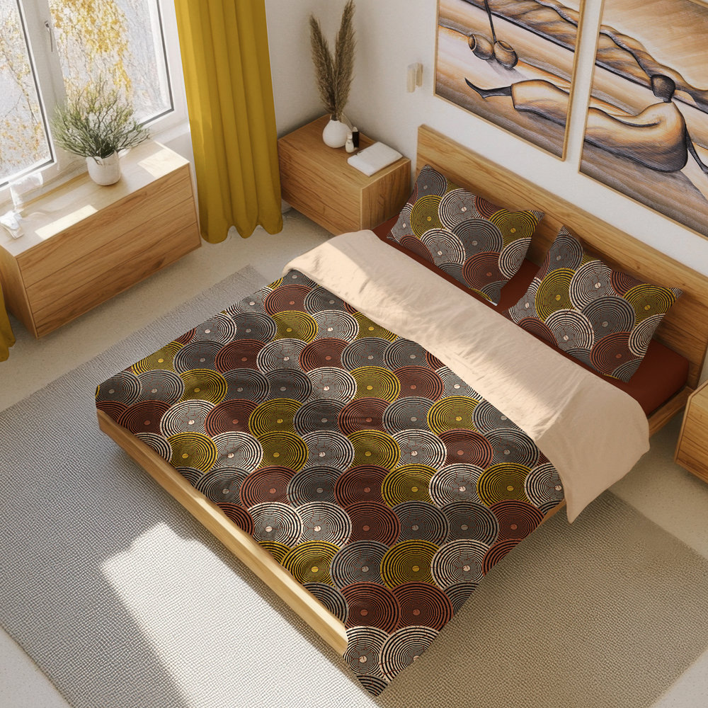 African Wax Print, Boho Geometric Duvet cover set, Cotton or Poly