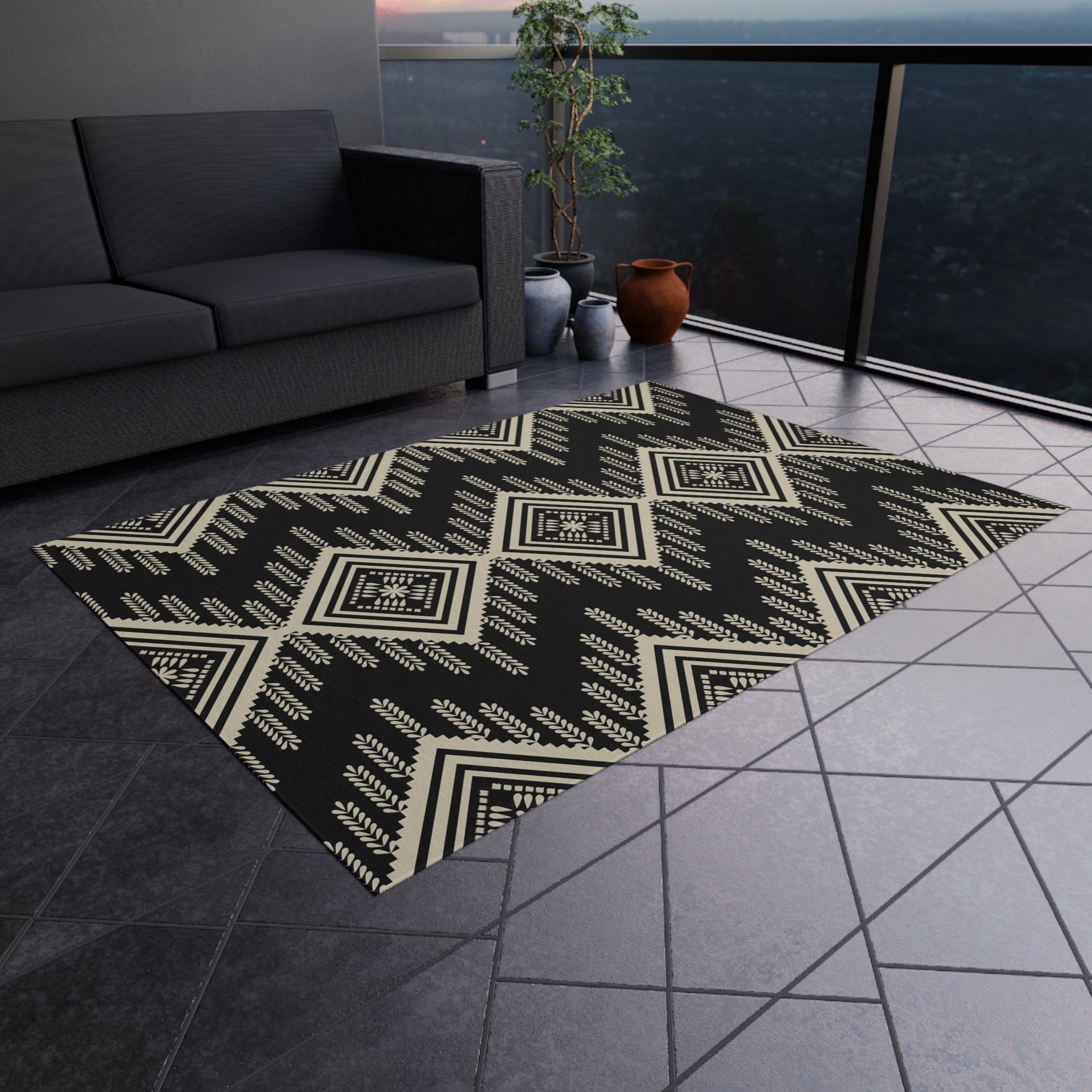 Balcony ethnic pattern rug