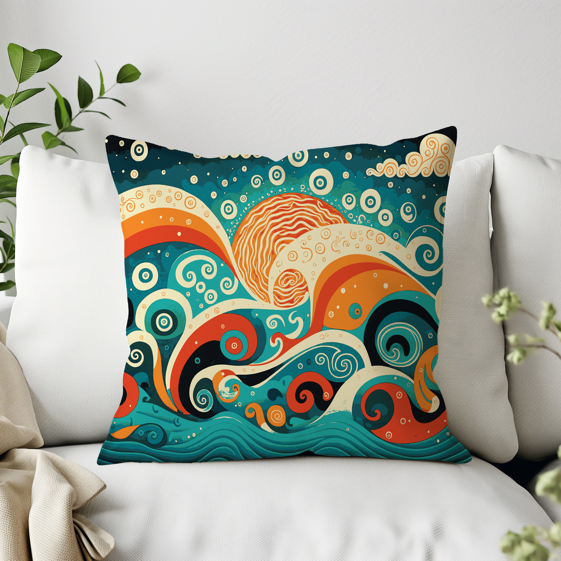 Ocean Waves Cotton Placemat & Napkin