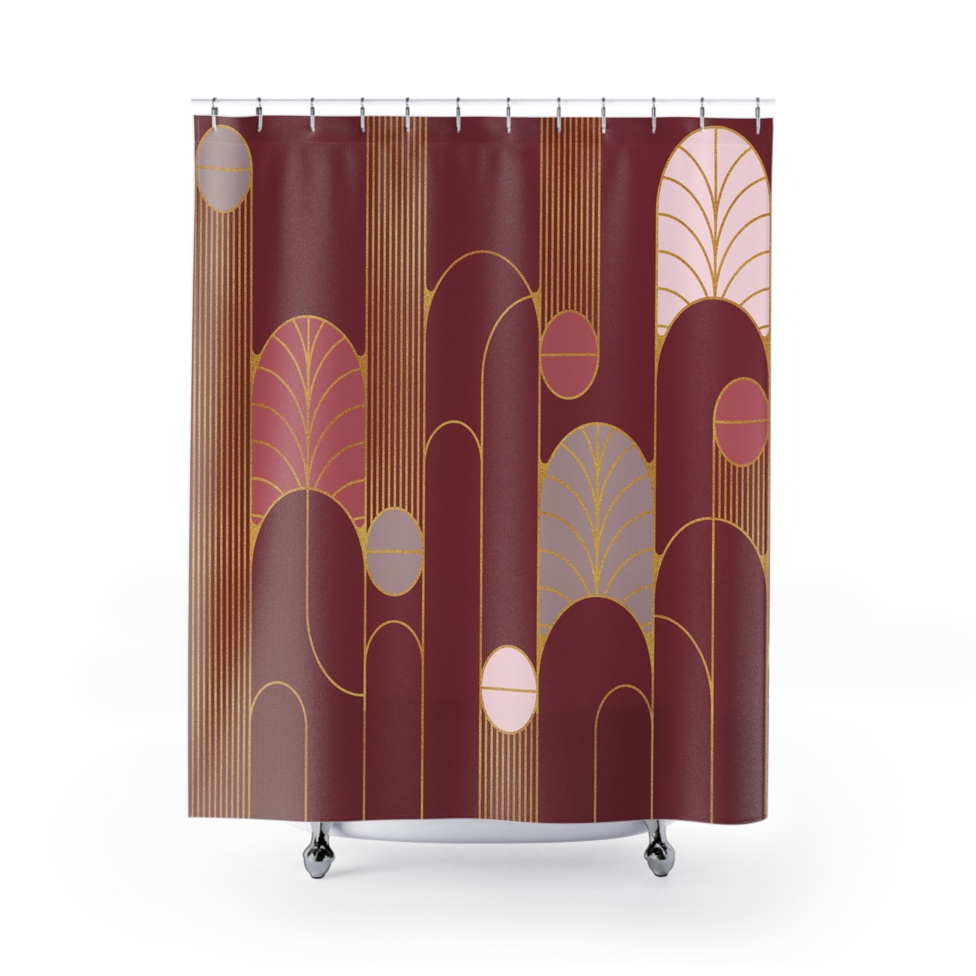 Red Wine Minimalist Art Deco Shower Curtain