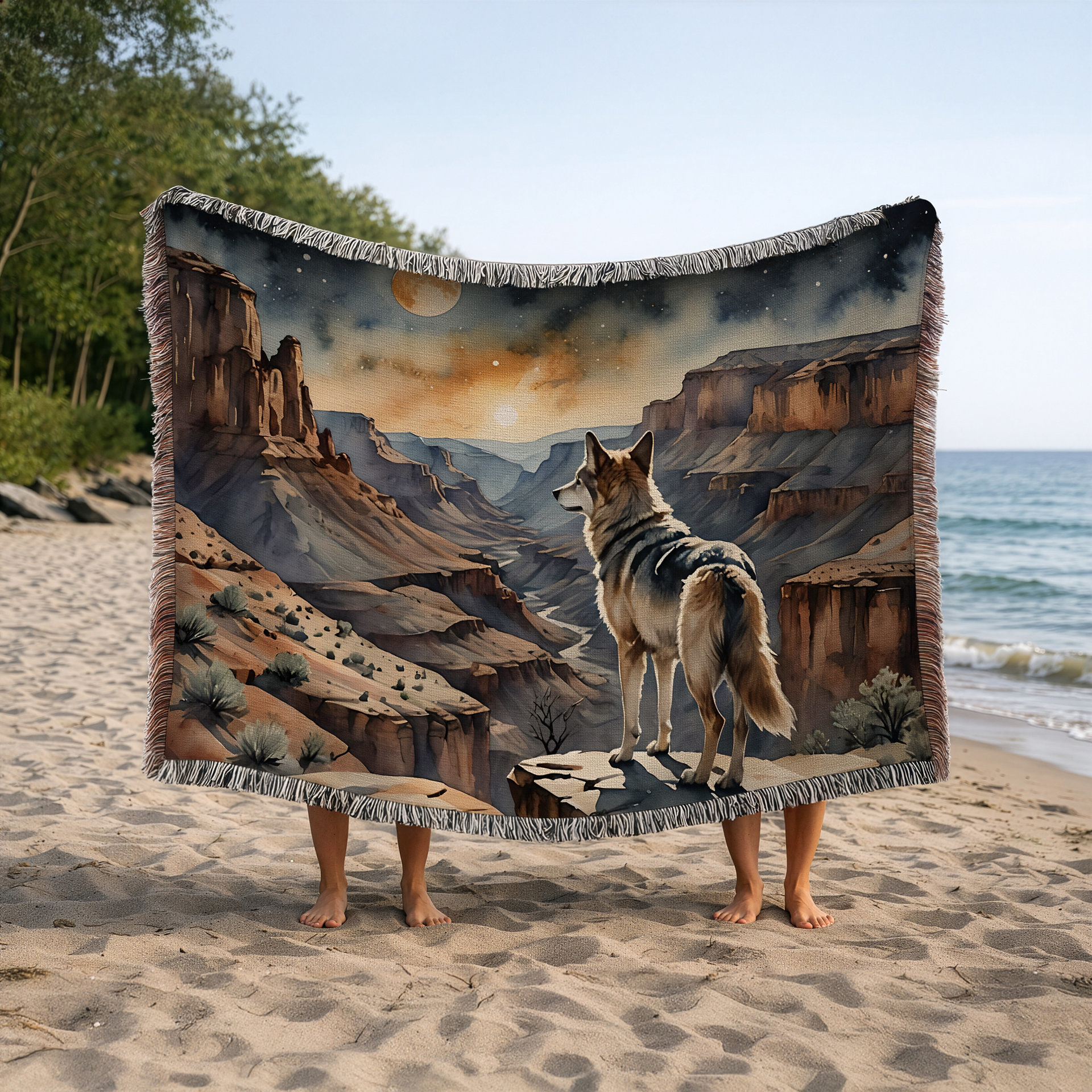 Wolf Canyon Woven Cotton Throw Blanket