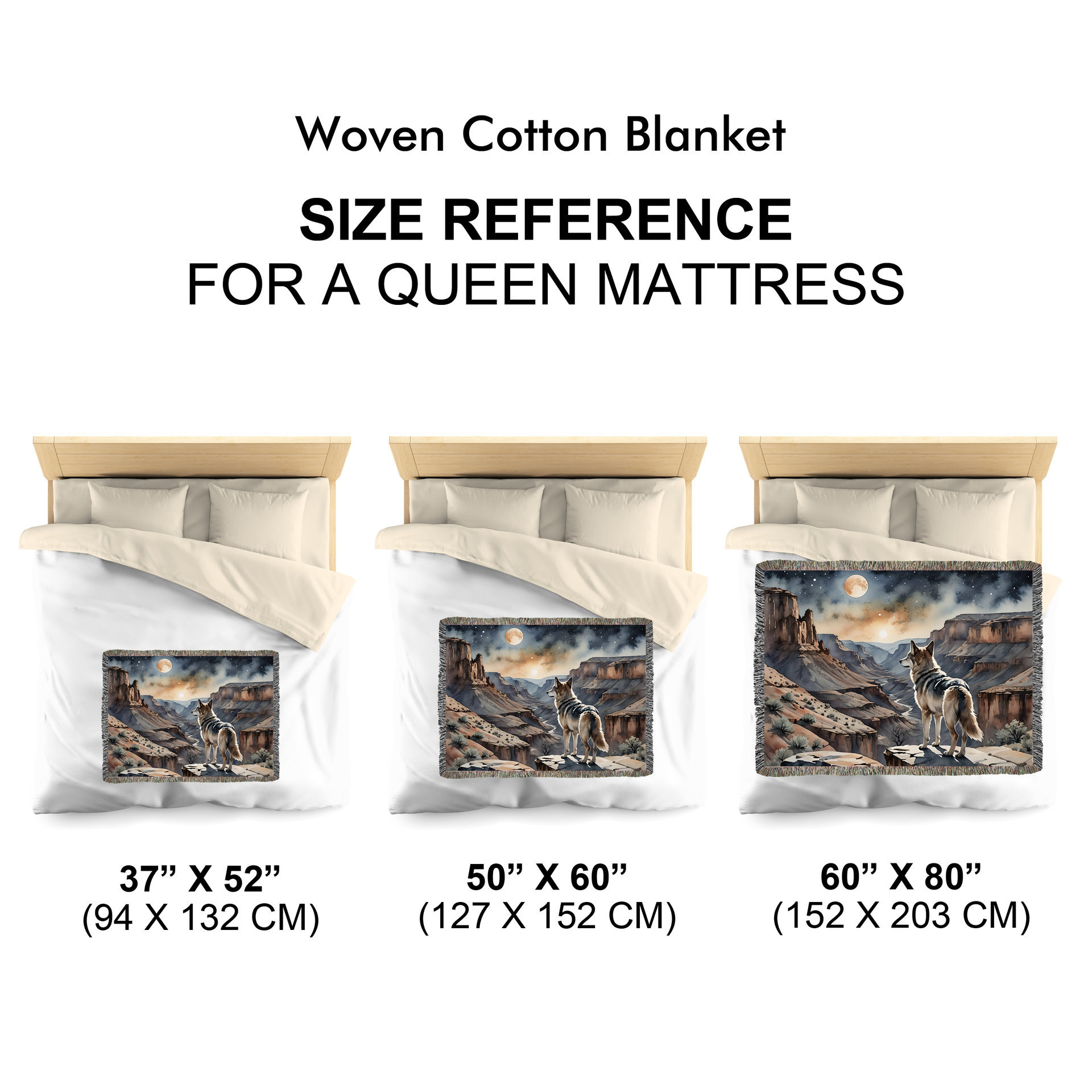 blanket sizes in reference to a queen sized bed