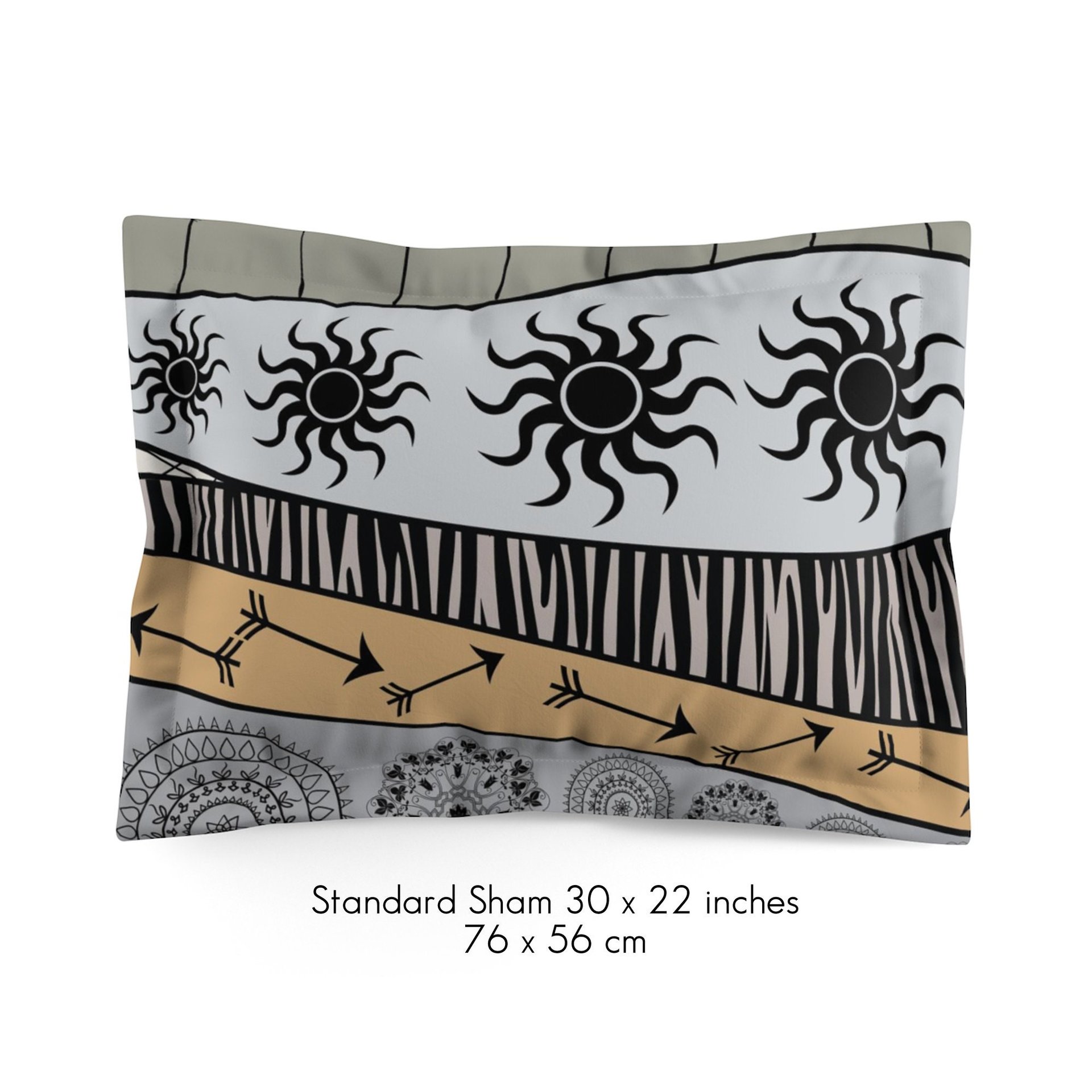 Neutral African Art standard pillow sham