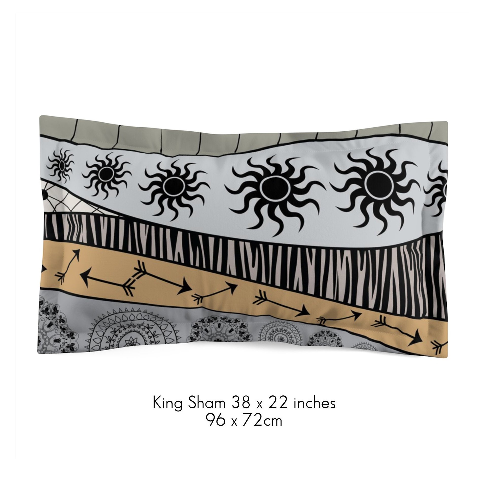 Neutral African Art king pillow sham