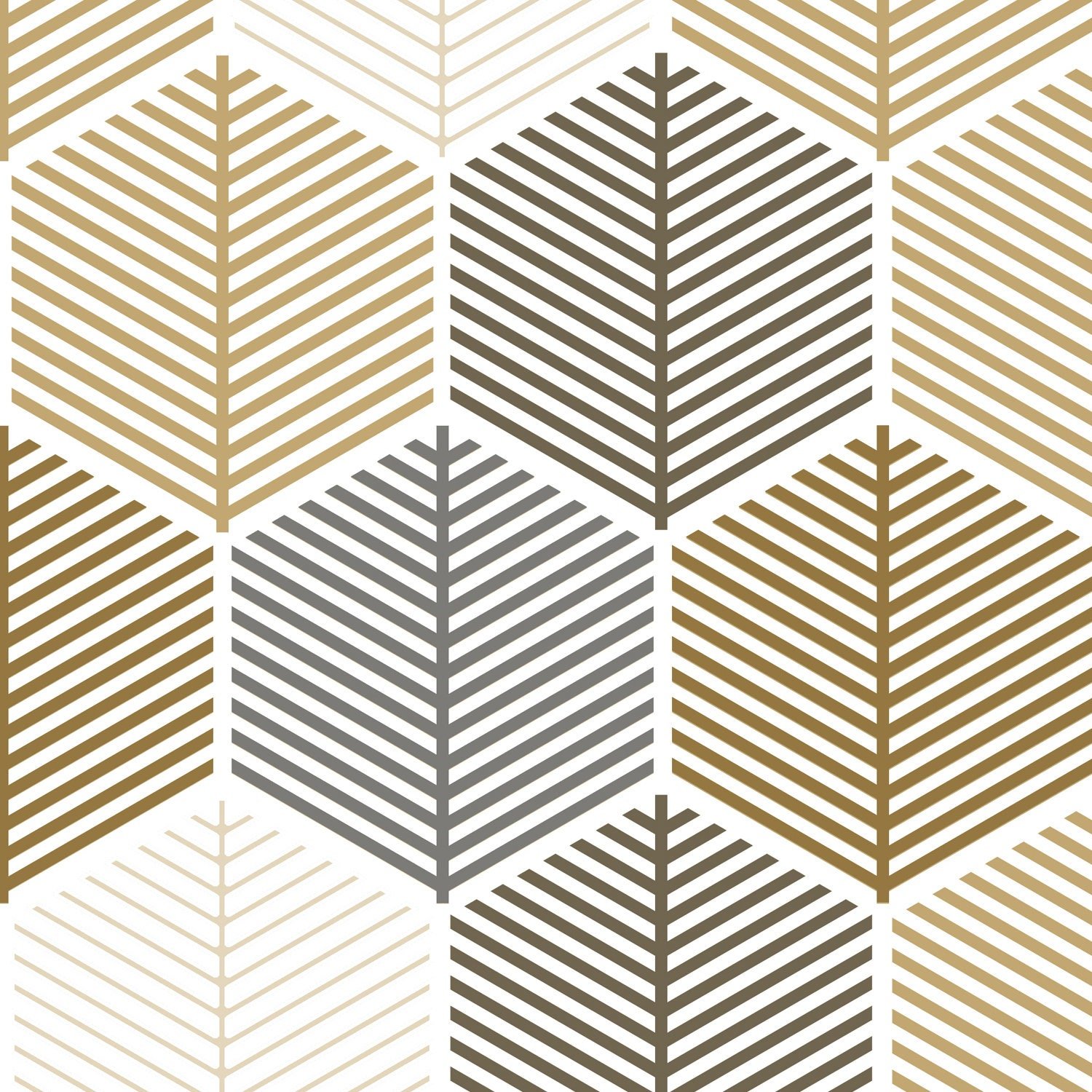 Neutral Geometric Area Rug – Leaf Design Hexagon Pattern close up detail.