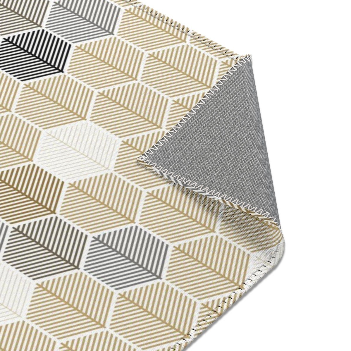 Neutral Geometric Area Rug non-skid coated back.