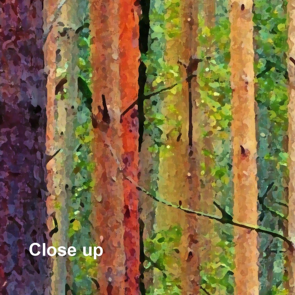 Watercolor forest shower curtain artwork detail