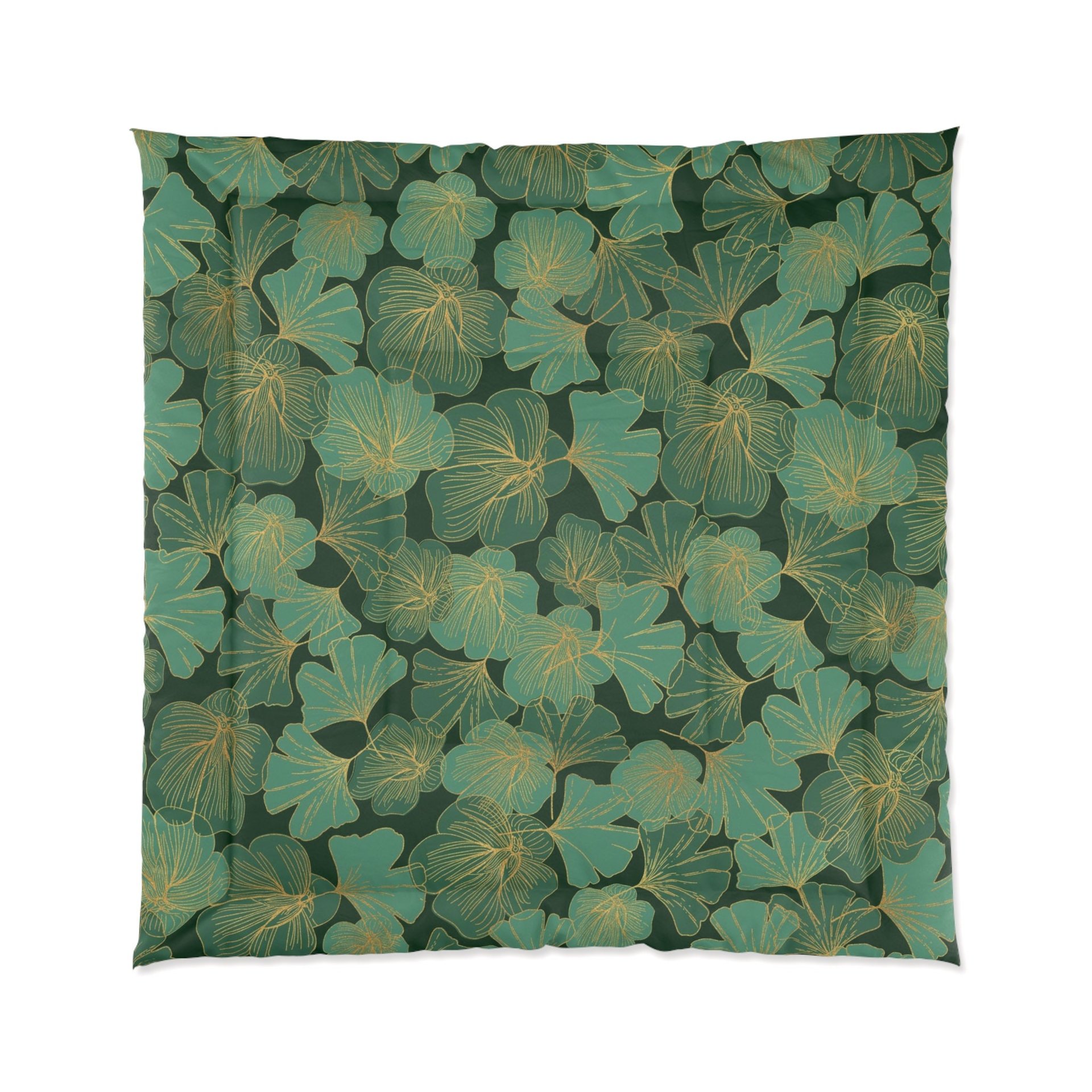 Green and Gold Asian Leaf Bedding