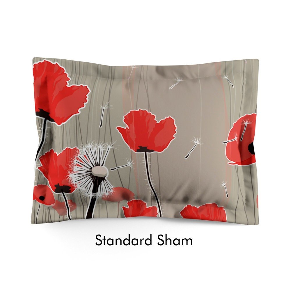 red poppy standard pillow sham