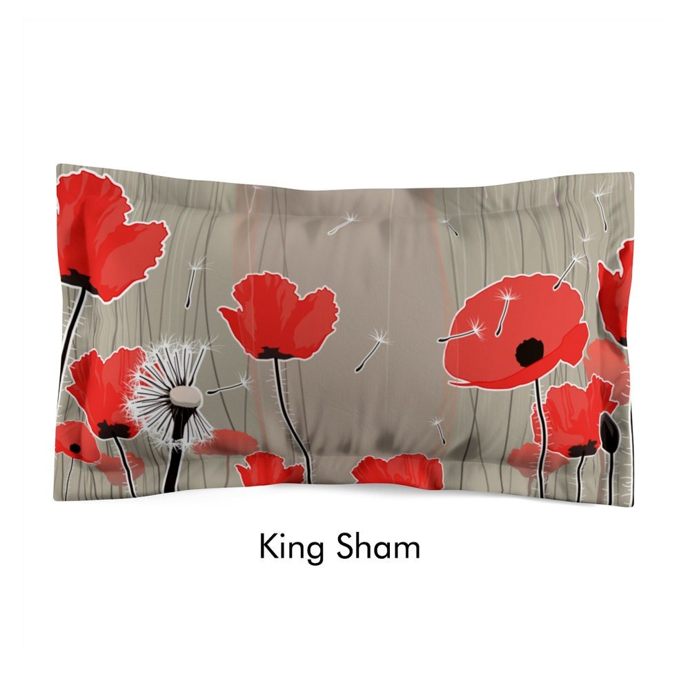 red poppy king pillow sham