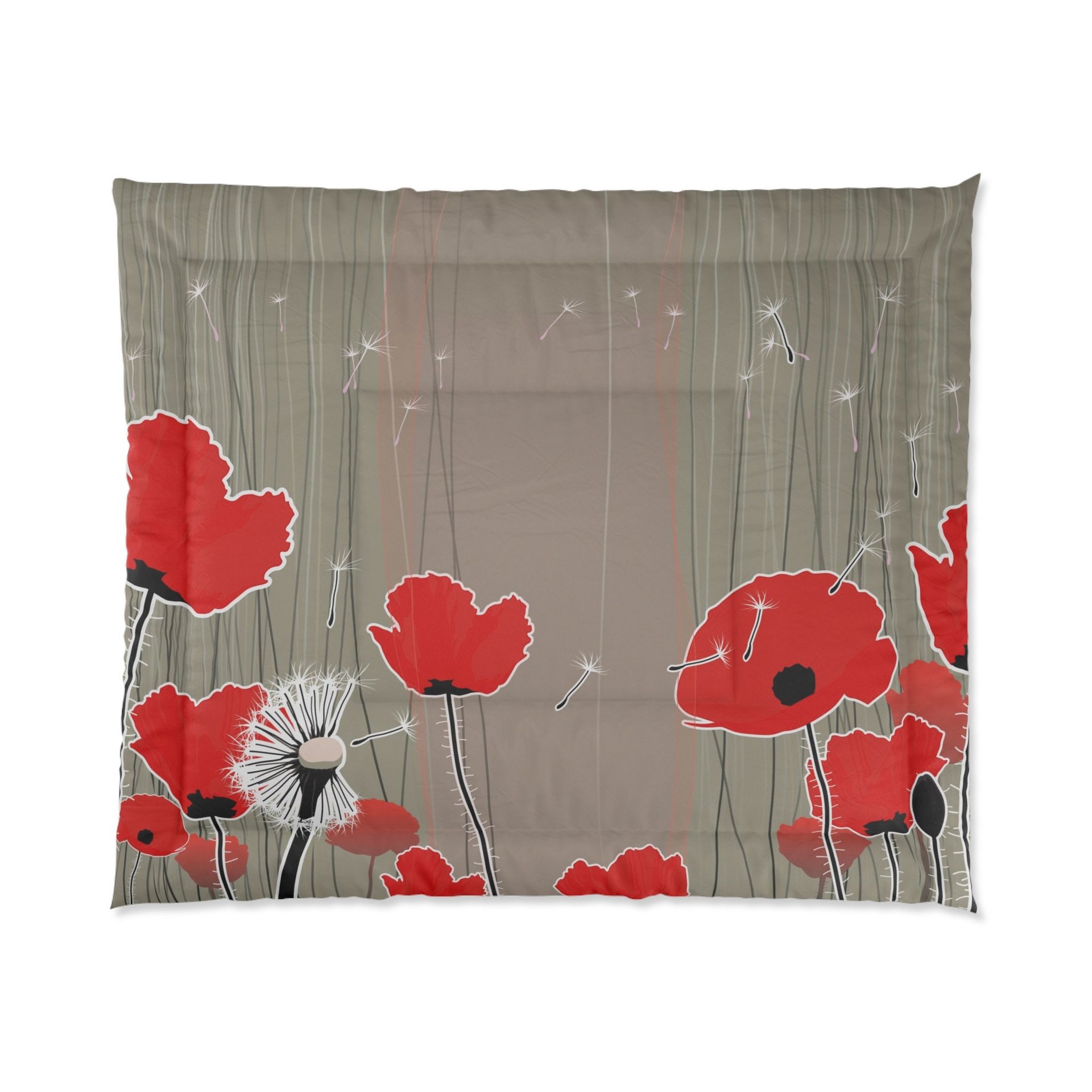 Red poppy king comforter