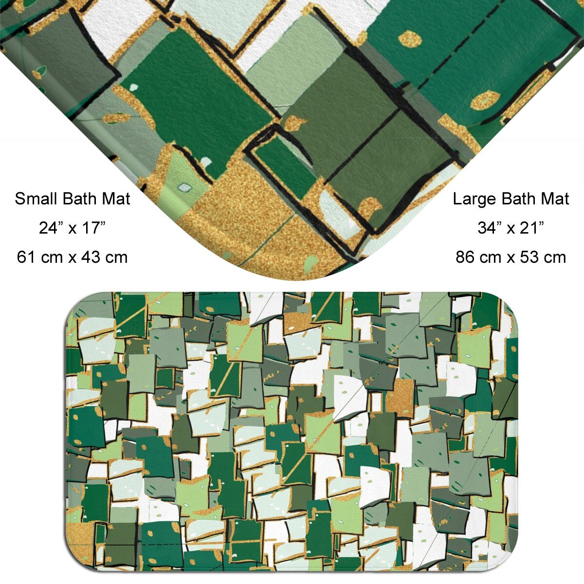 Green Rustic Lodge Style bath mat with sizes