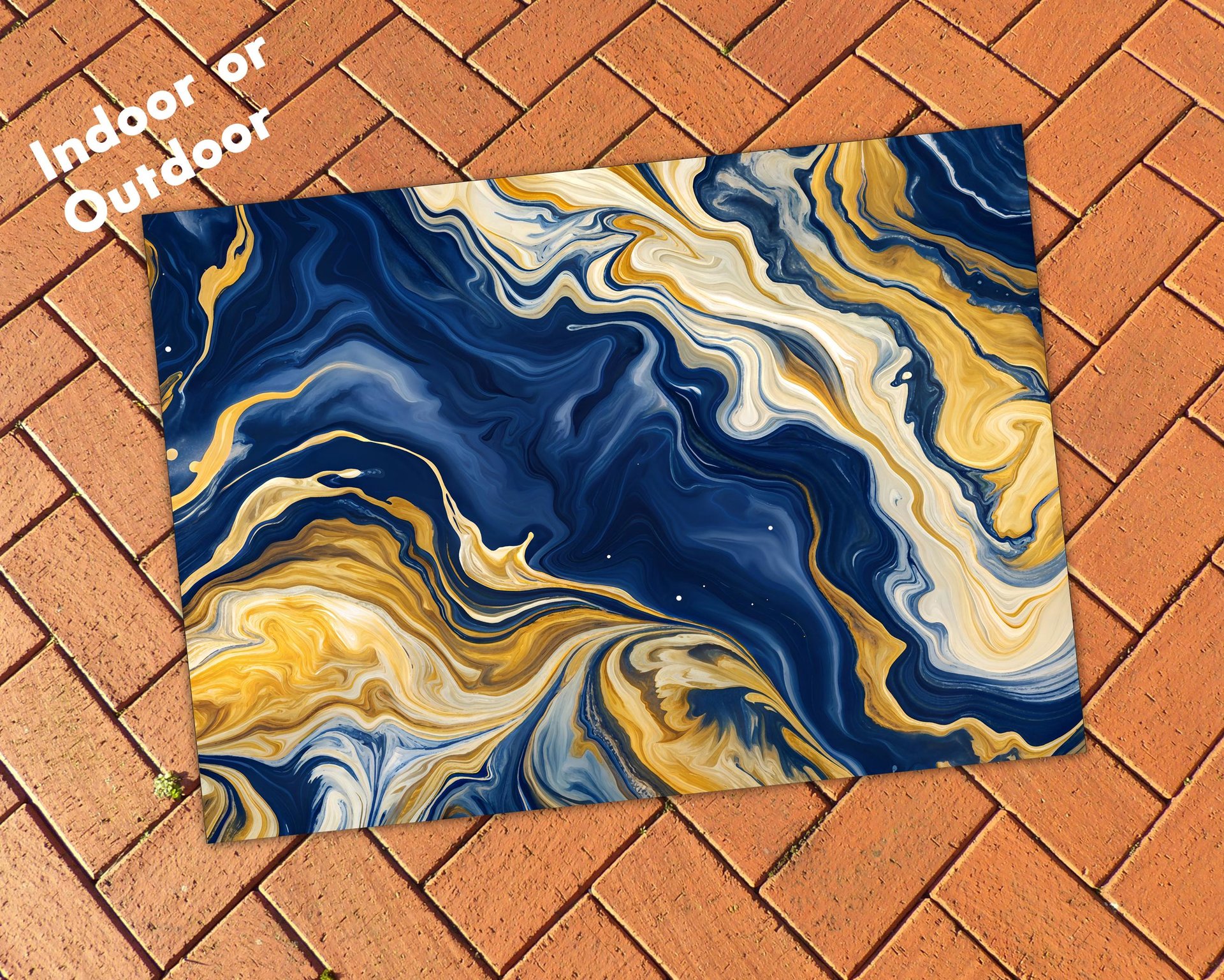 Bold Abstract Fluid Art Statement patio Rug 
