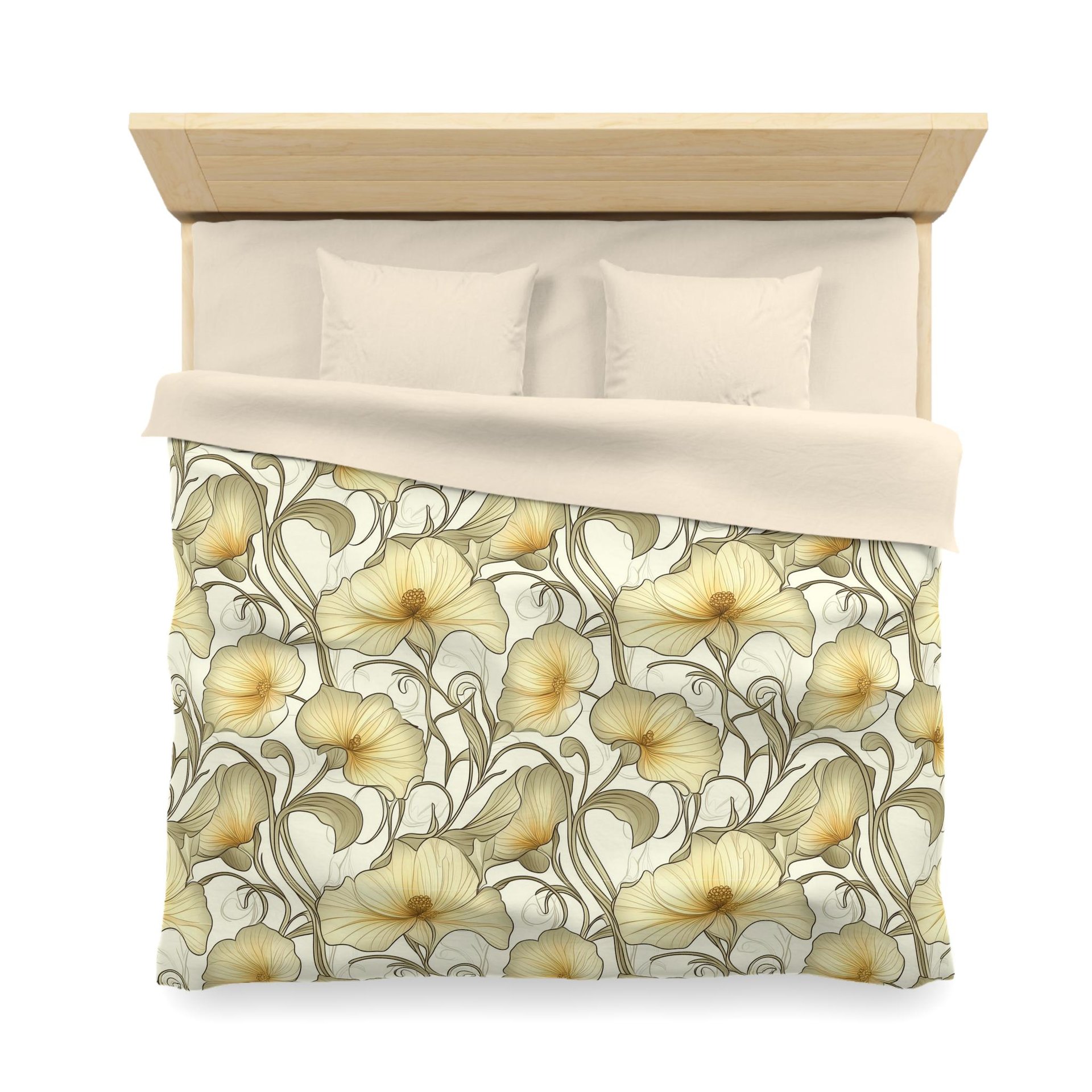Ivory Flowers Art Nouveau queen duvet cover