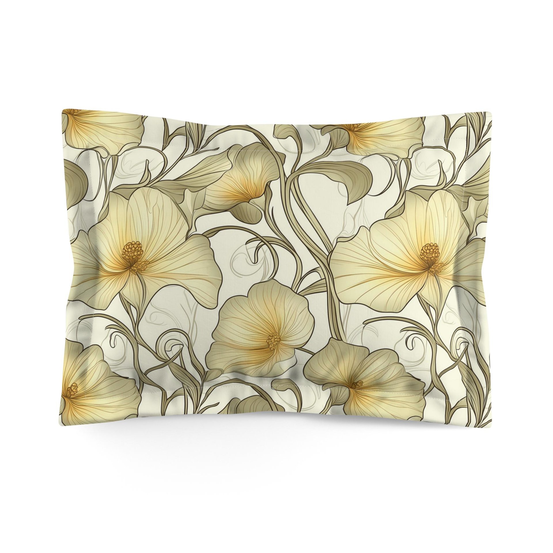 Ivory Flowers Art Nouveau standard pillow sham