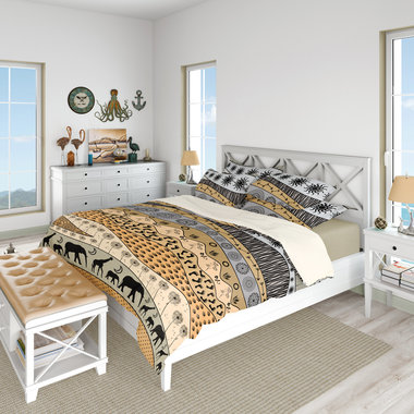 Neutral African Art Bedding Set