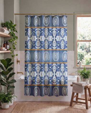 Blue Seashell Shower Curtain