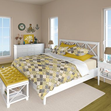 Mustard Yellow Diamond Pattern Bedding