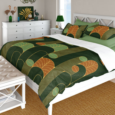 Forest Green Art Deco Bedding, Poly or Cotton Comforter or Duvet Cover, Pillow Shams